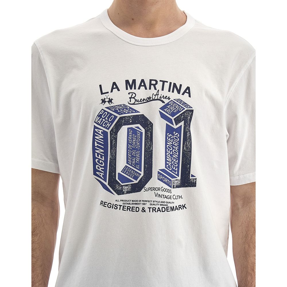 La Martina Equestrian Chic Hvid Bomulds T-shirt