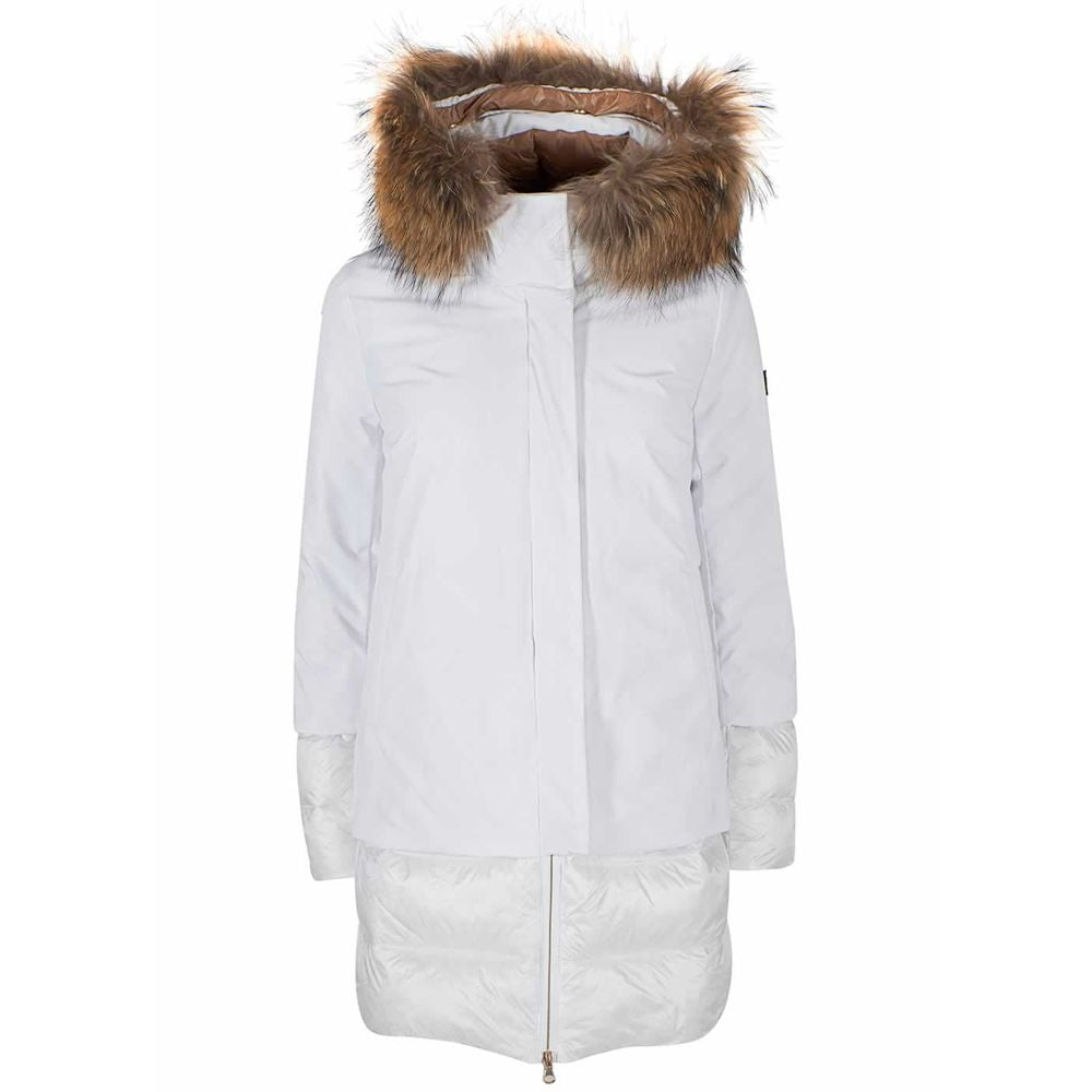 Yes Zee Chic quiltet nylon dunjakke med pelshætte