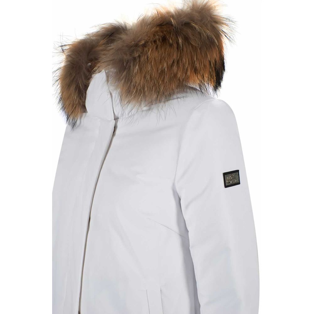 Yes Zee Chic quiltet nylon dunjakke med pelshætte