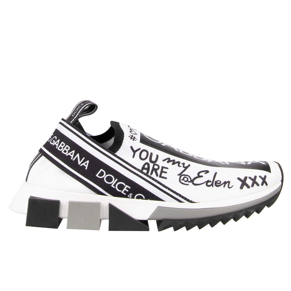 Dolce & Gabbana Elegante Monokrome Printede Stretch Sneakers