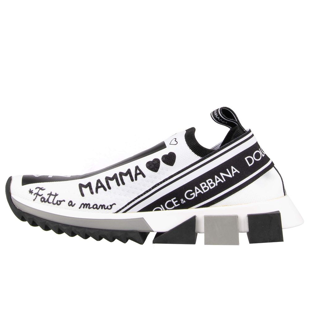Dolce & Gabbana Elegante Monokrome Printede Stretch Sneakers