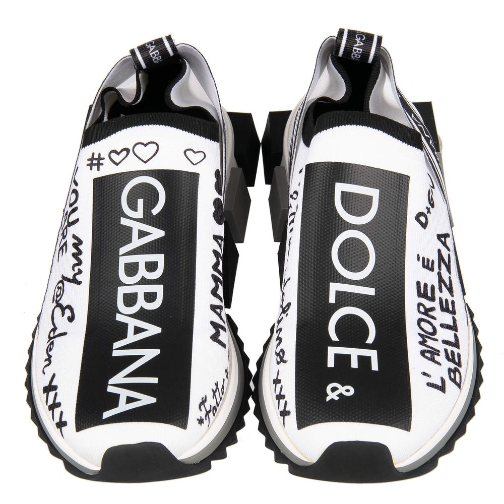 Dolce & Gabbana Elegante Monokrome Printede Stretch Sneakers
