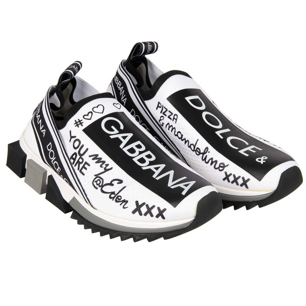 Dolce & Gabbana Elegante Monokrome Printede Stretch Sneakers