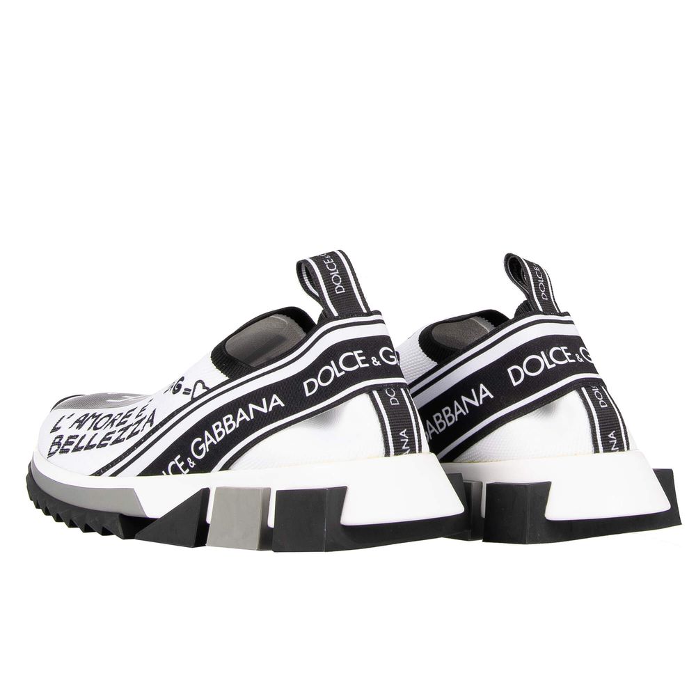 Dolce & Gabbana Elegante Monokrome Printede Stretch Sneakers