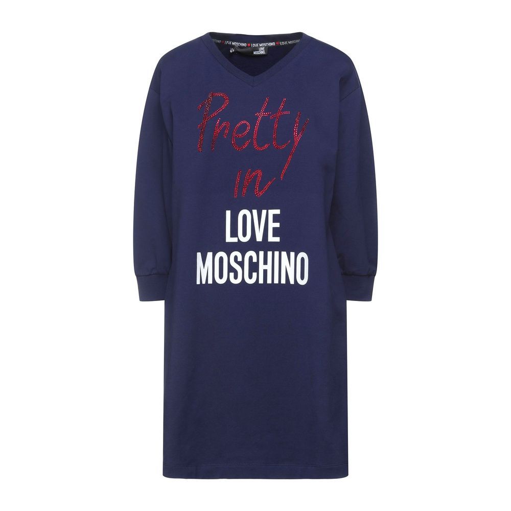 Love Moschino Blå Bomuldskjole Til Kvinder
