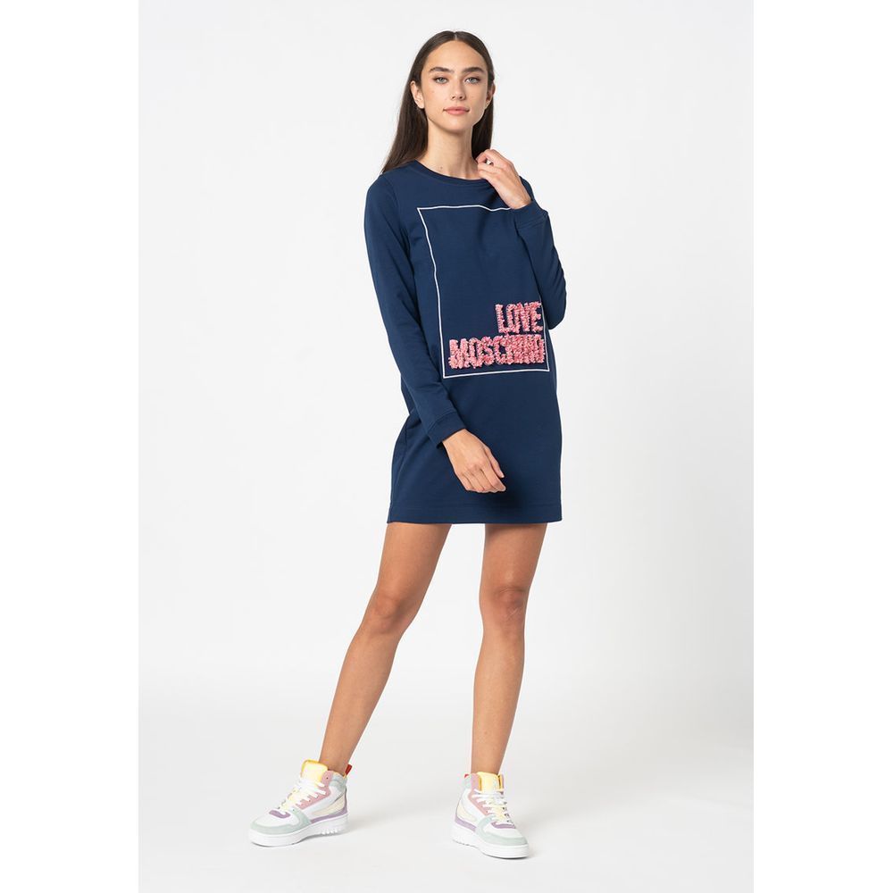 Love Moschino Blå Bomuldskjole Til Kvinder