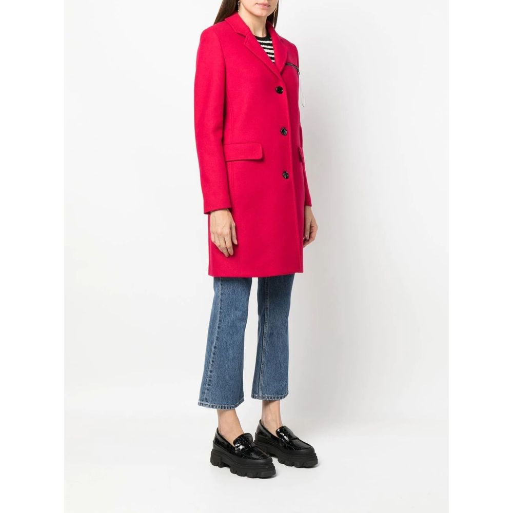 Love Moschino Chic lyserød uldfrakke med logodetaljer
