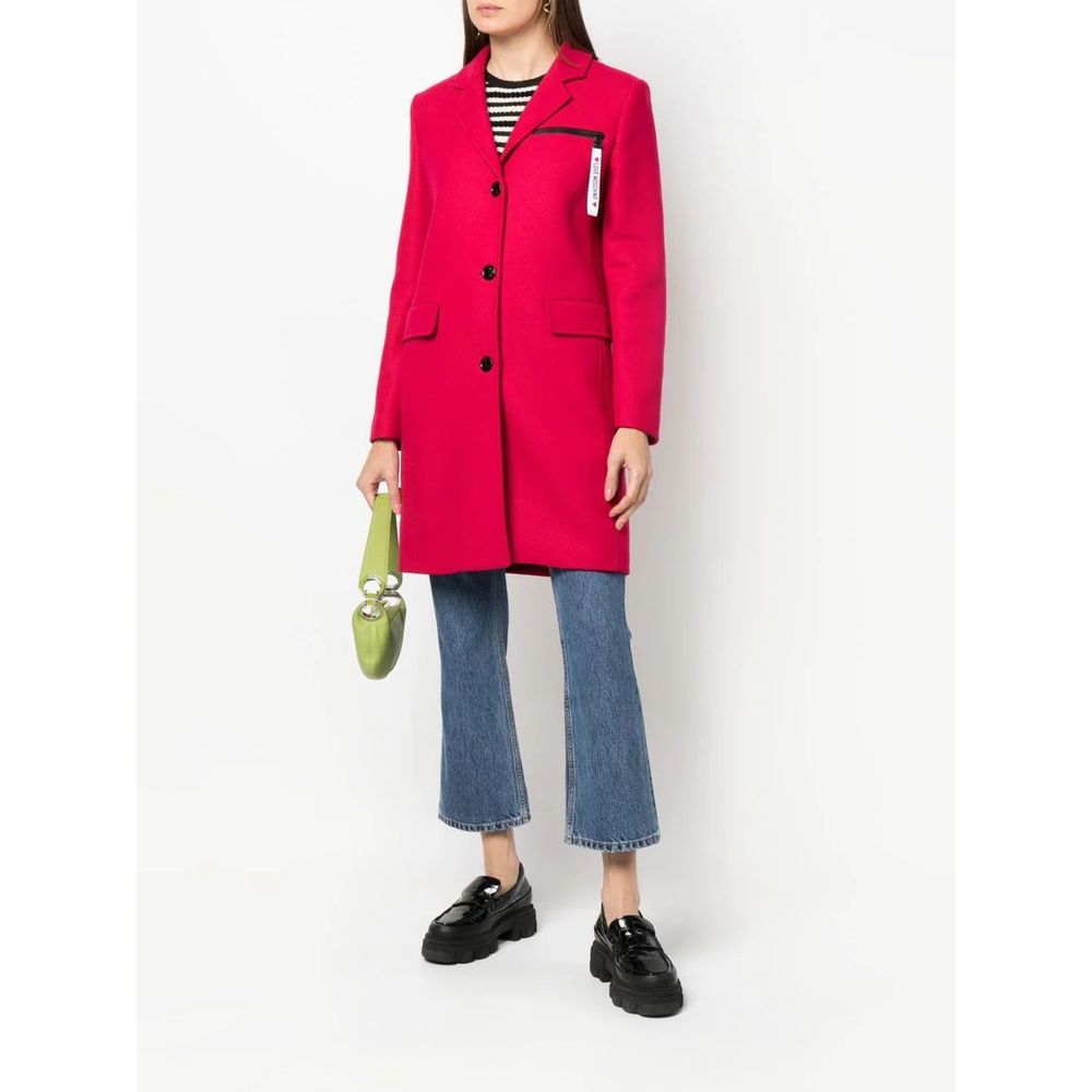 Love Moschino Chic lyserød uldfrakke med logodetaljer