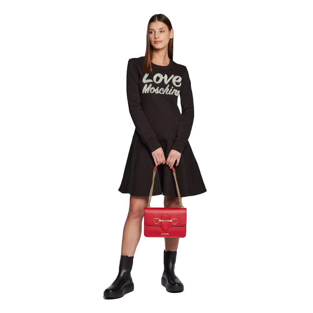 Love Moschino Chic kjole med præget logo i bomuldsblanding