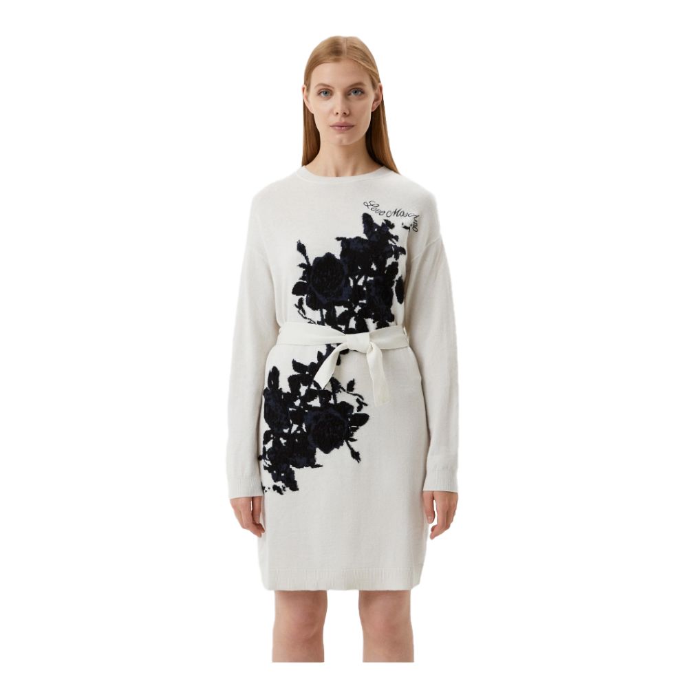 Love Moschino Elegant Broderet Lang Kjole i Uldblanding