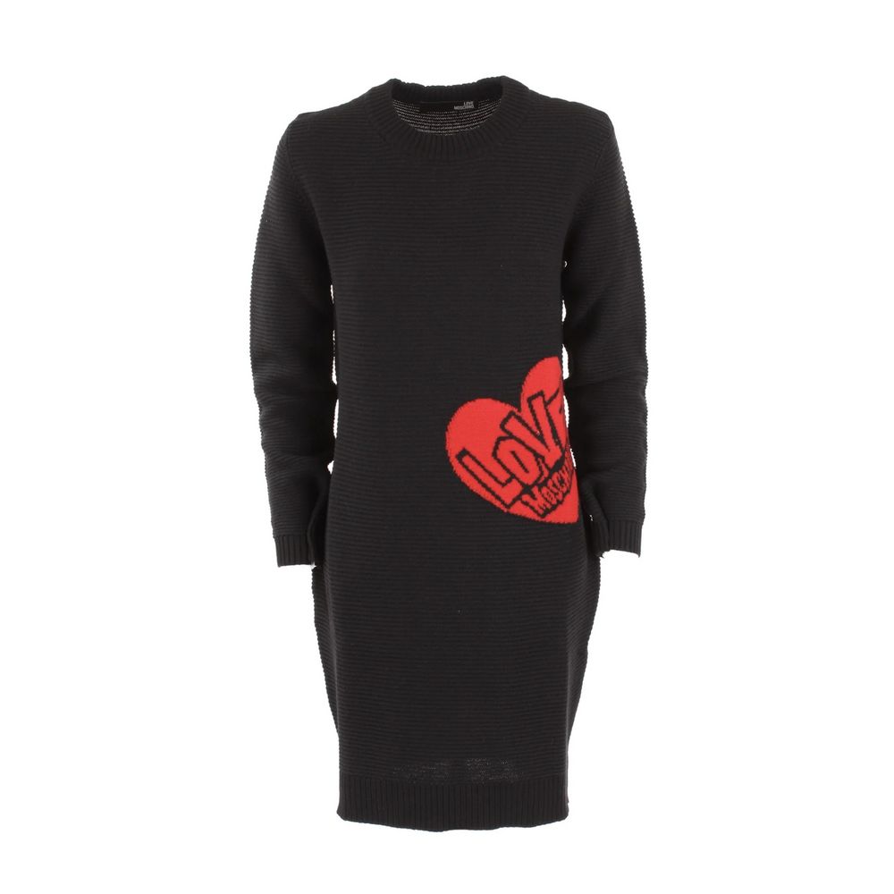 Love Moschino Chic Hjertemønster Strikkjole i uldblanding