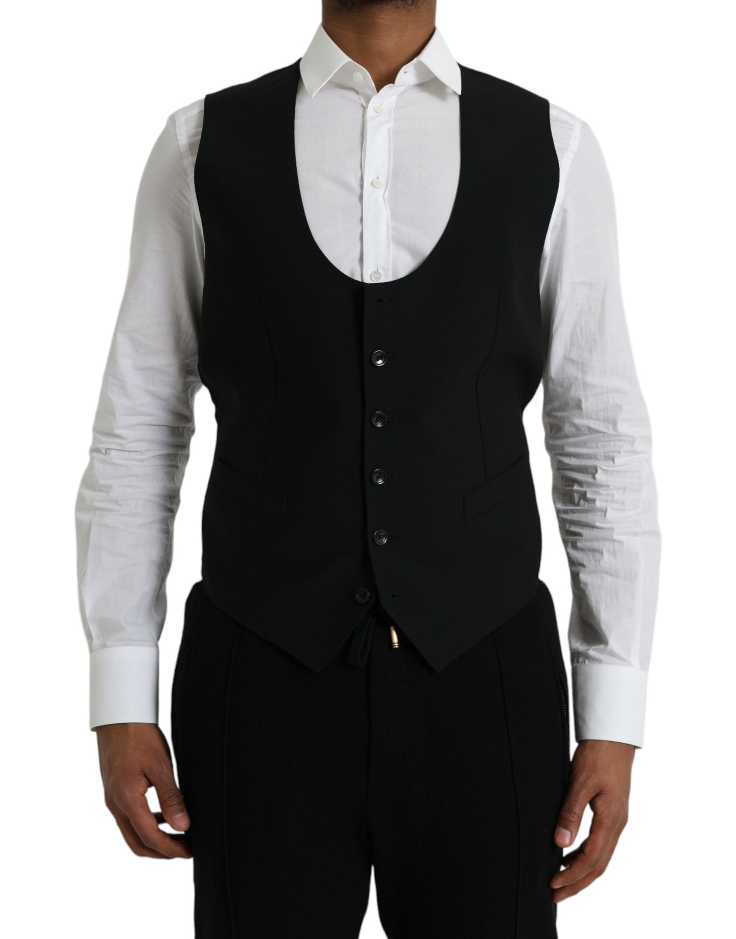 Dolce & Gabbana Sort Uldvest Kjole Formel Vest