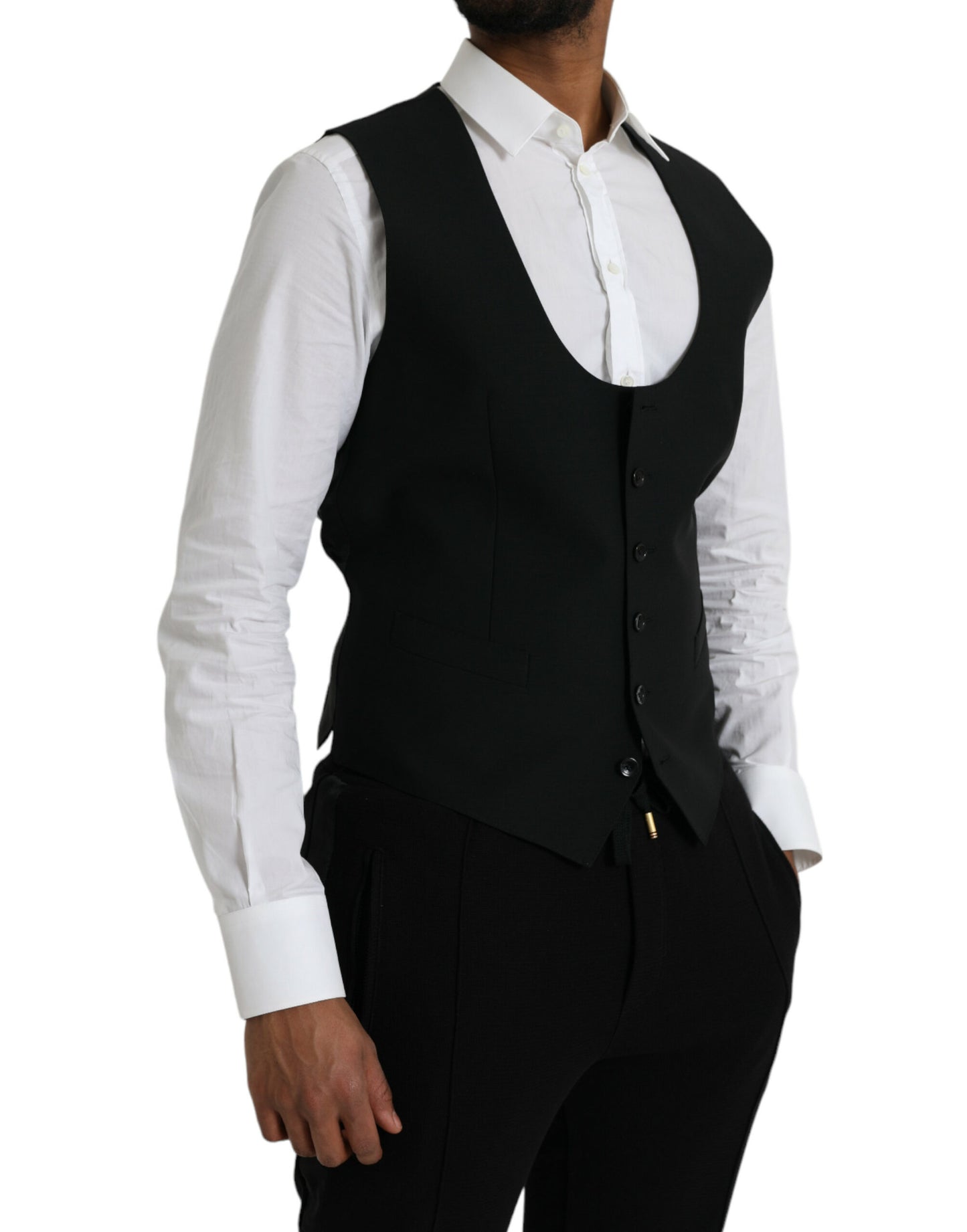 Dolce & Gabbana Sort Uldvest Kjole Formel Vest