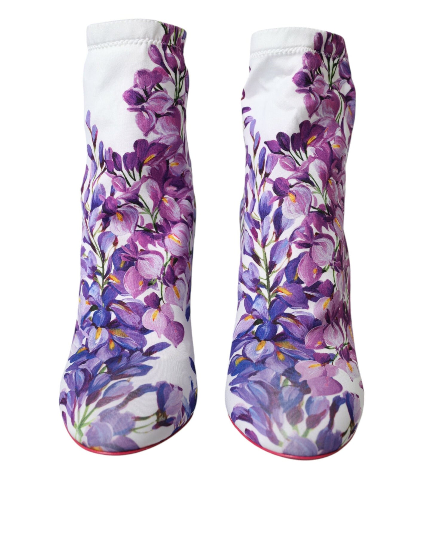 Dolce & Gabbana Hvide Blomster Jersey Stretch Støvler Sko