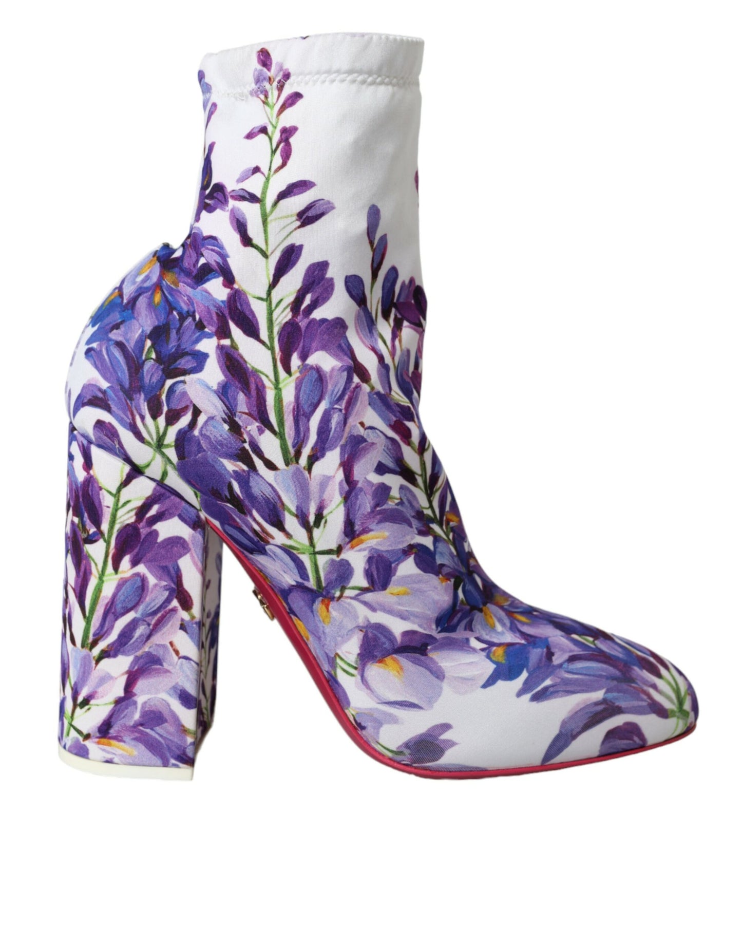 Dolce & Gabbana Hvide Blomster Jersey Stretch Støvler Sko