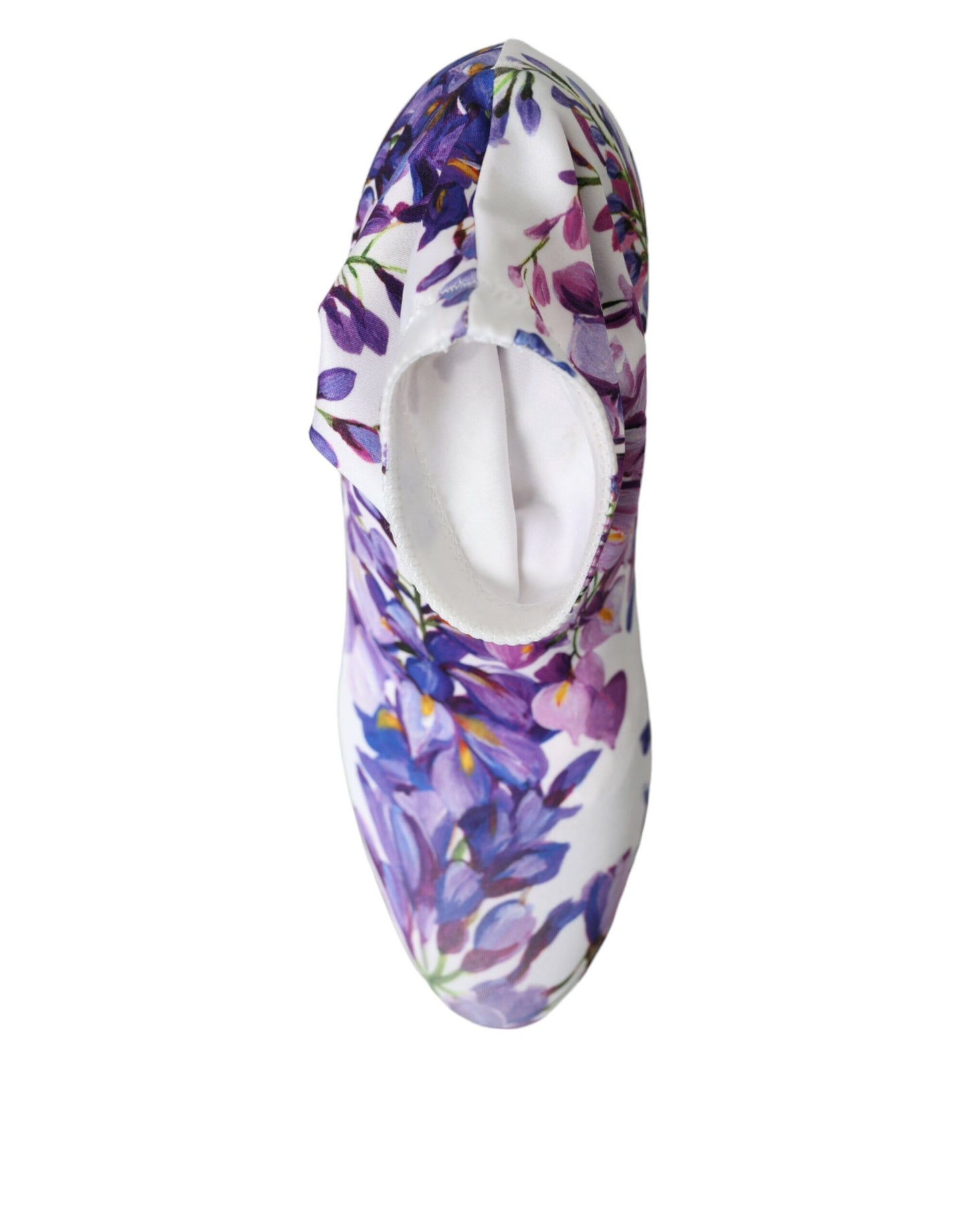 Dolce & Gabbana Hvide Blomster Jersey Stretch Støvler Sko