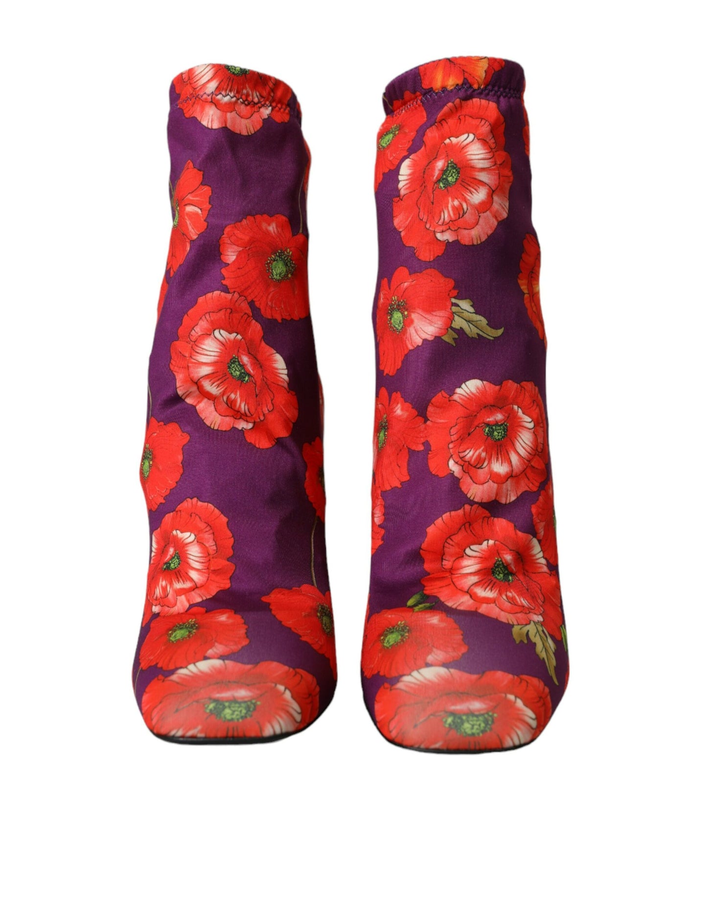 Dolce & Gabbana Lilla Blomster Jersey Stretch Støvler Sko