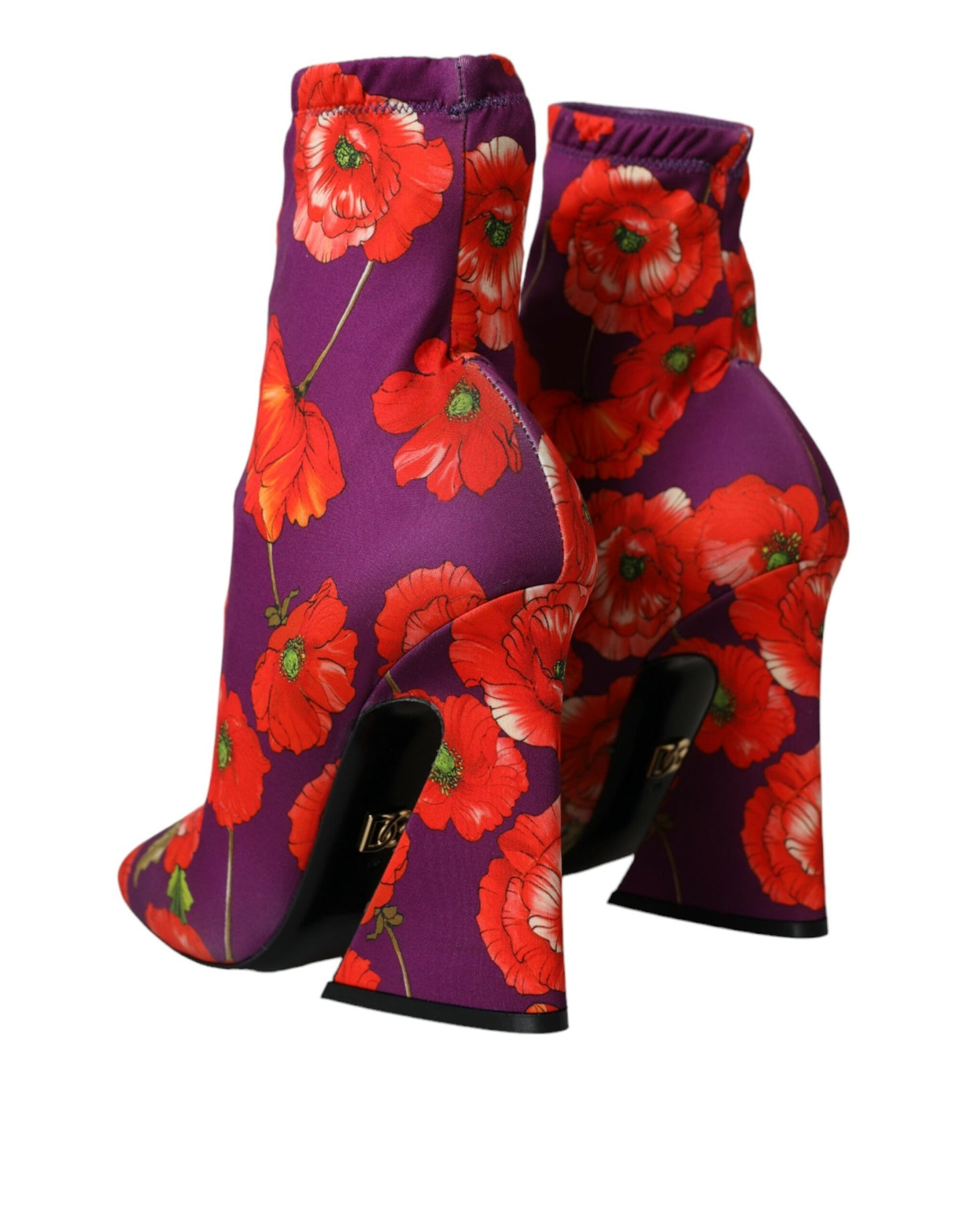 Dolce & Gabbana Lilla Blomster Jersey Stretch Støvler Sko