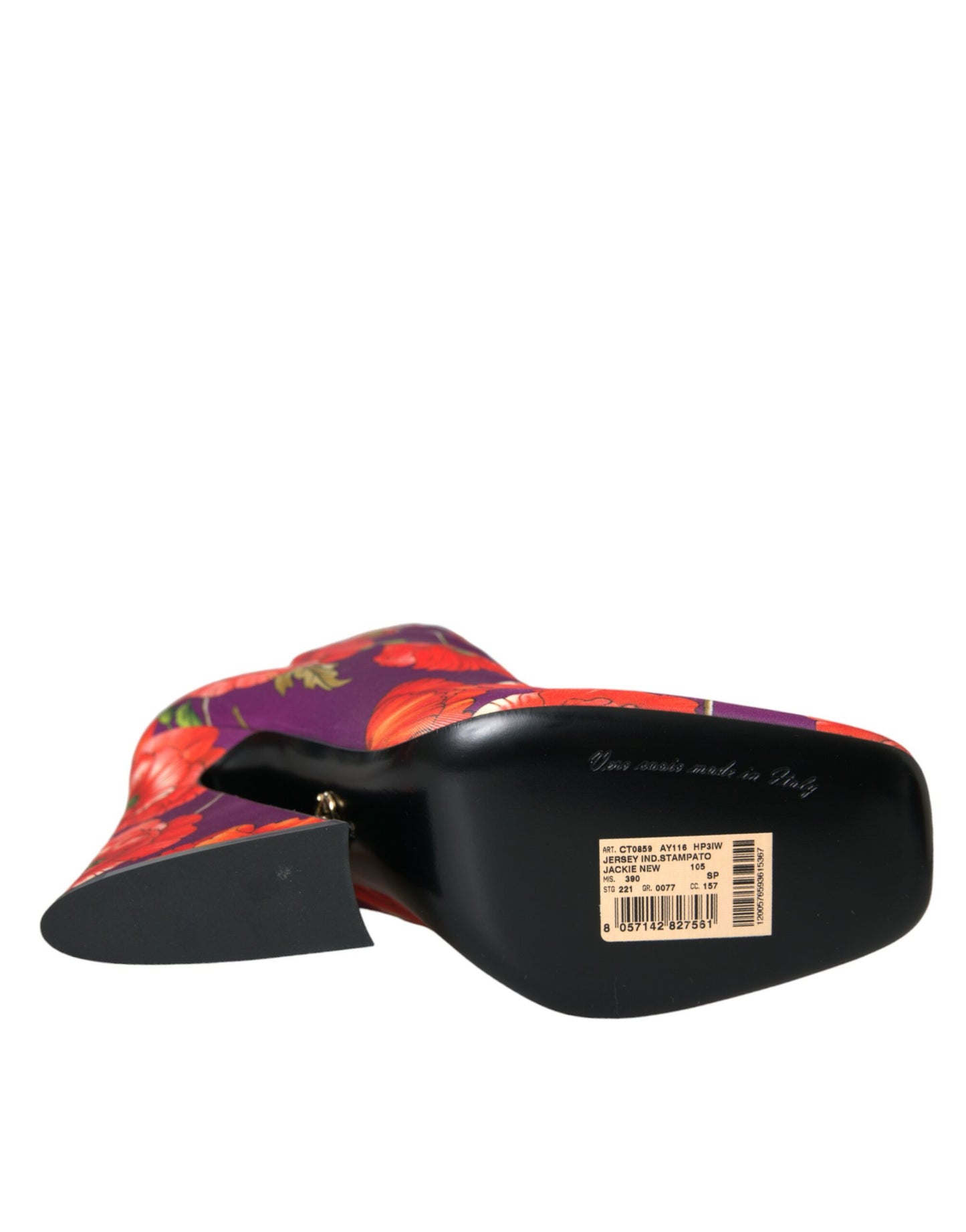 Dolce & Gabbana Lilla Blomster Jersey Stretch Støvler Sko