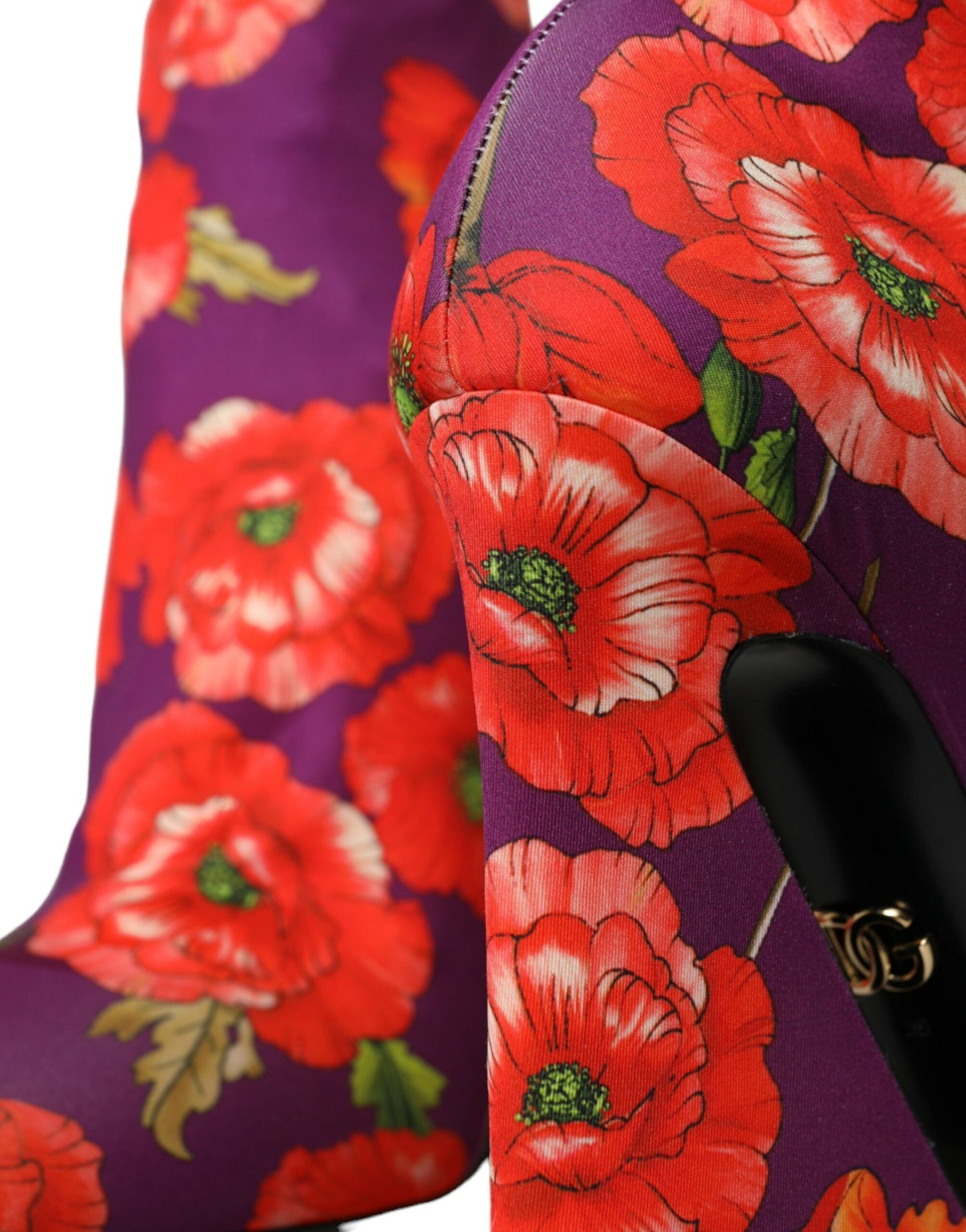 Dolce & Gabbana Lilla Blomster Jersey Stretch Støvler Sko