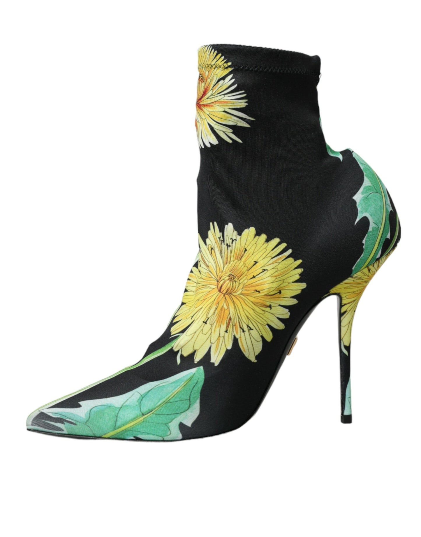 Dolce & Gabbana Sorte Blomster Jersey Stretch Ankelstøvler Sko