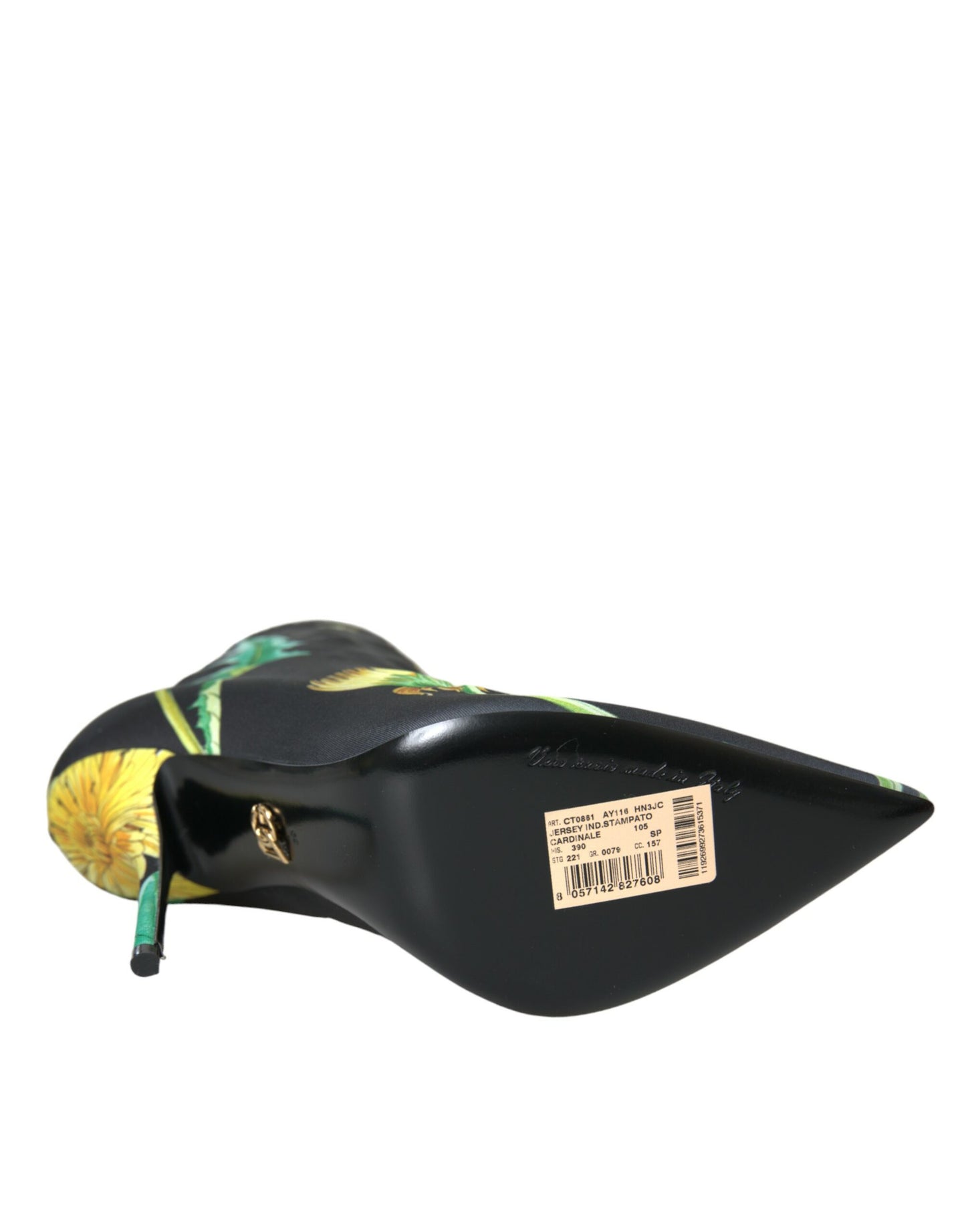 Dolce & Gabbana Sorte Blomster Jersey Stretch Ankelstøvler Sko