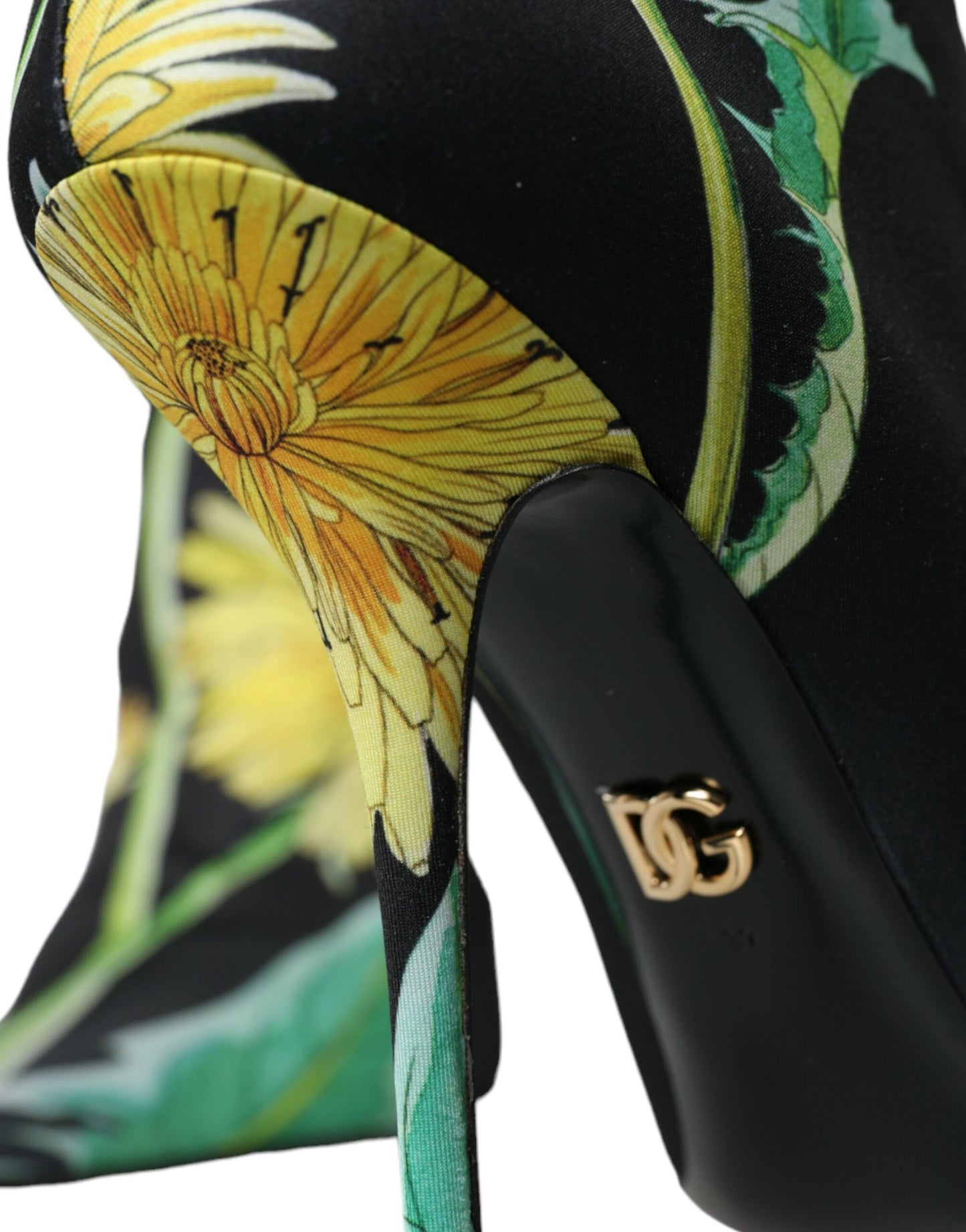 Dolce & Gabbana Sorte Blomster Jersey Stretch Ankelstøvler Sko