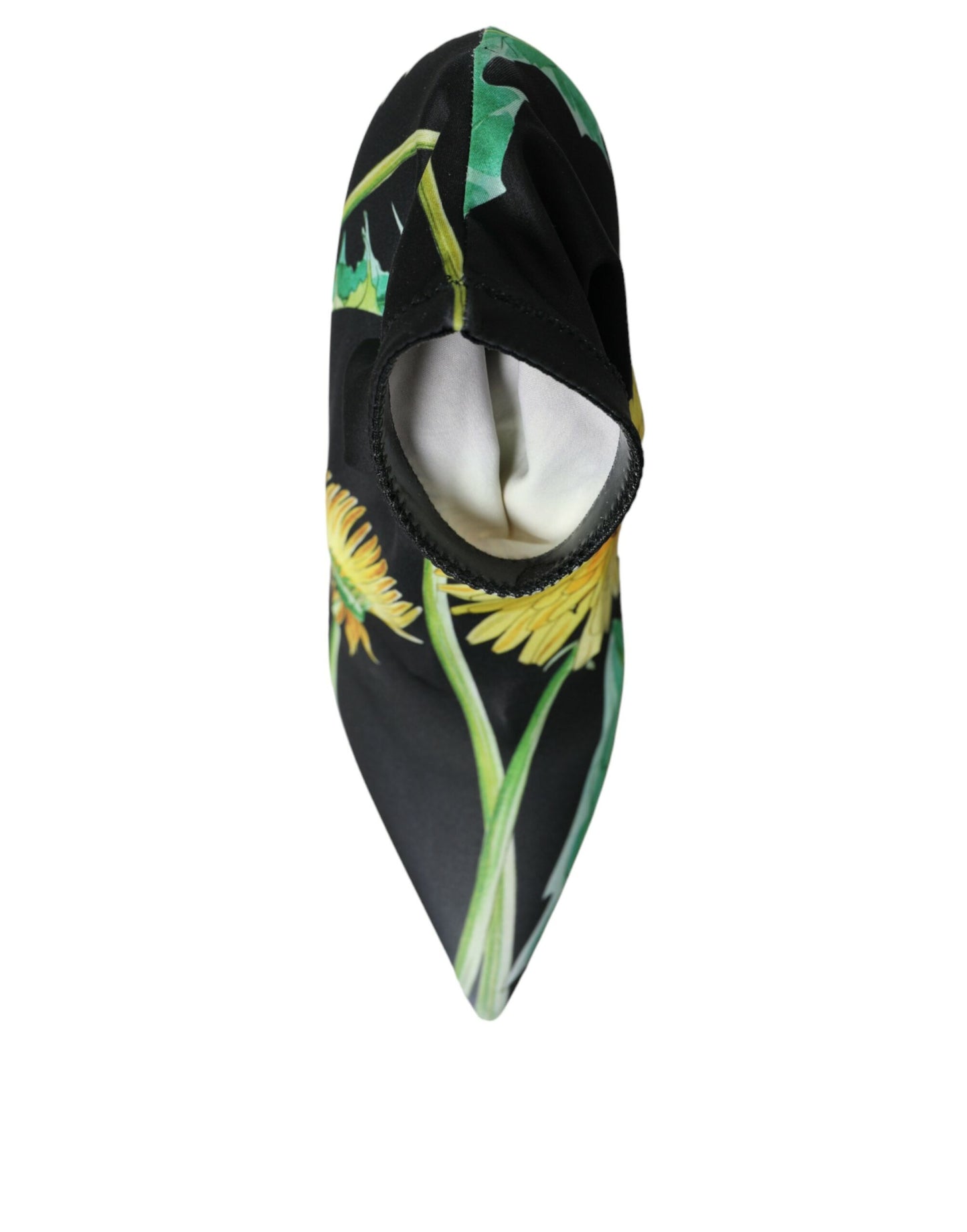 Dolce & Gabbana Sorte Blomster Jersey Stretch Ankelstøvler Sko