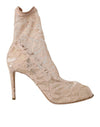 Dolce & Gabbana Beige Stretch Taormina Støvler Med Blonde