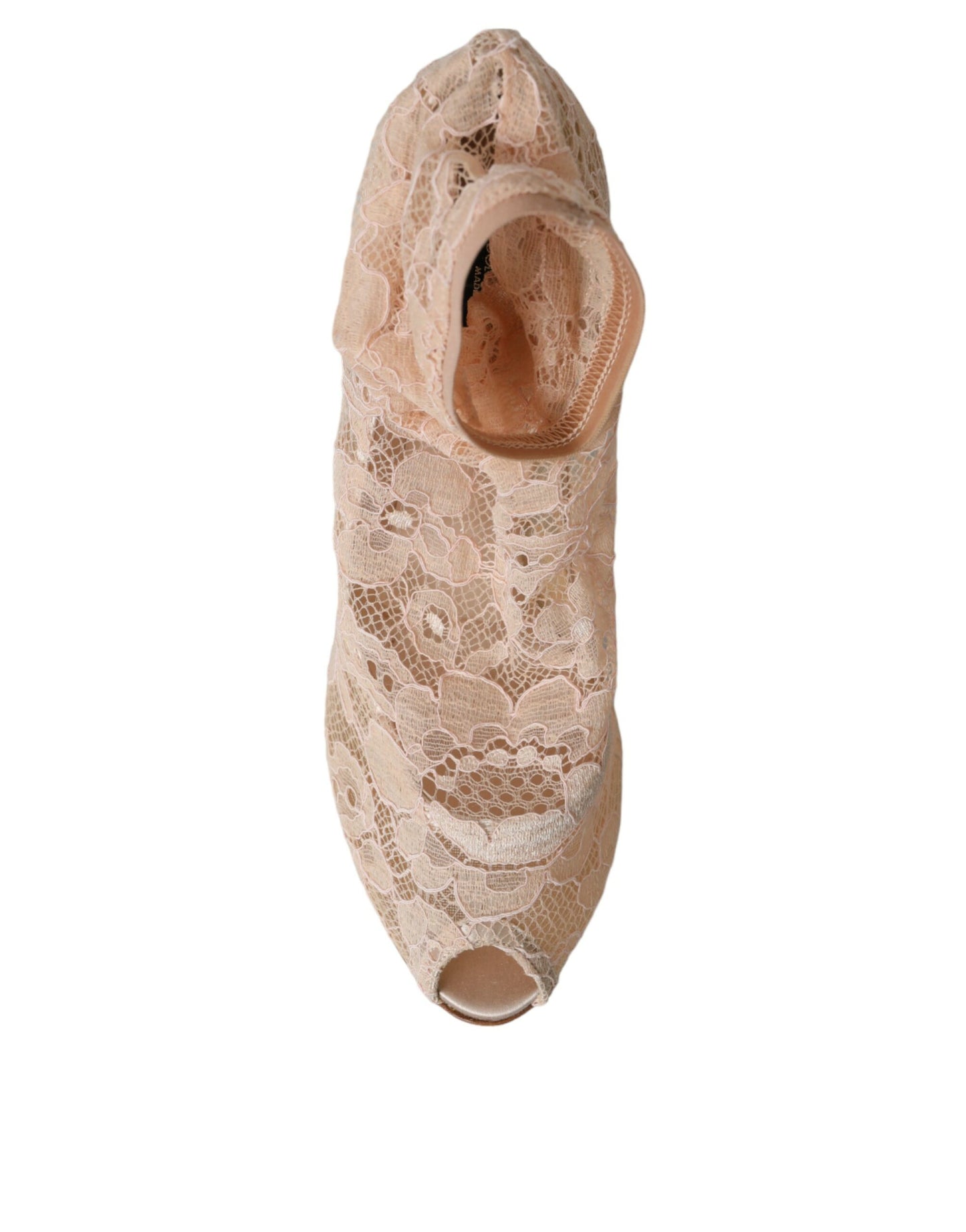 Dolce & Gabbana Beige Stretch Taormina Støvler Med Blonde