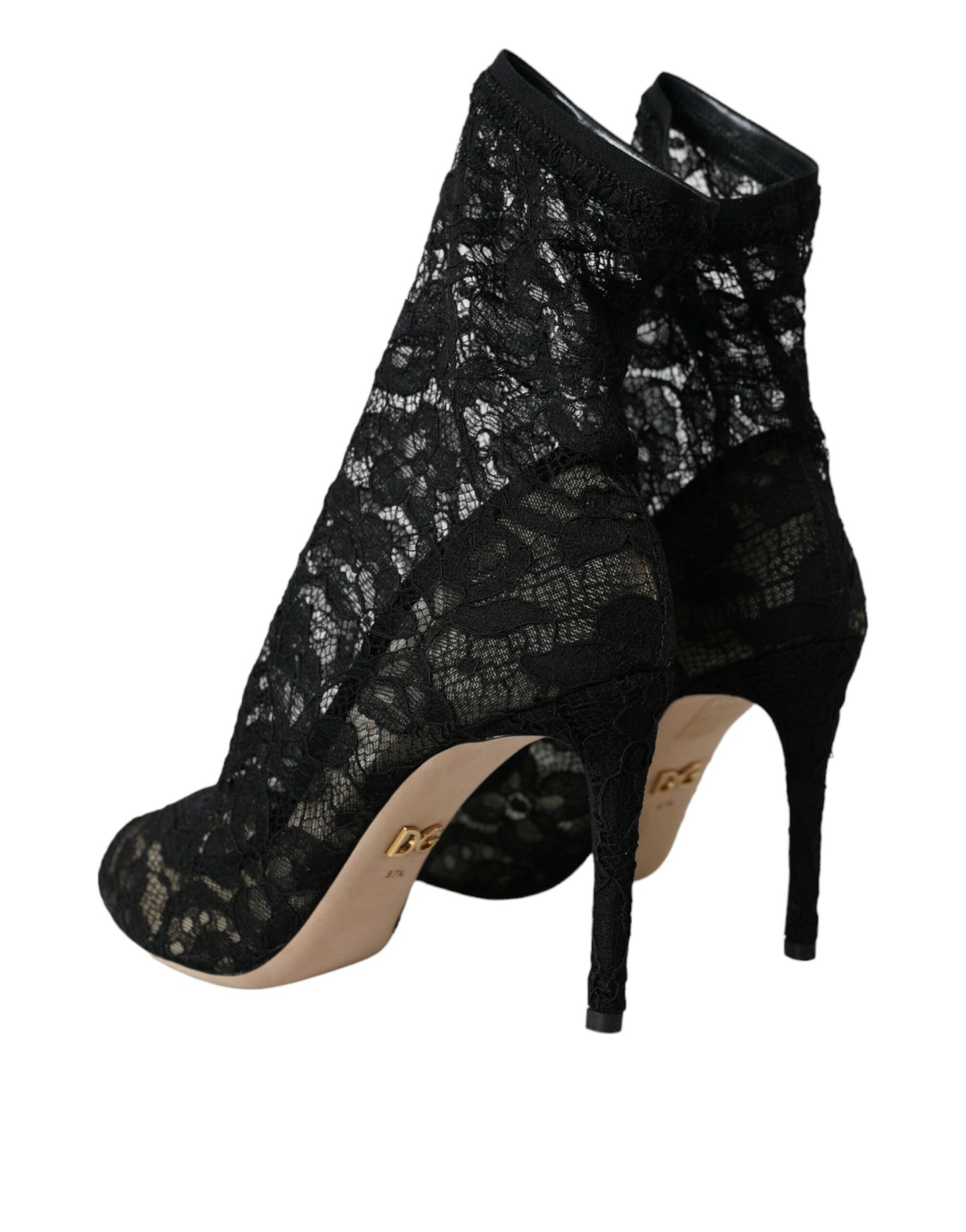 Dolce & Gabbana Sorte Stretch Taormina Støvler Med Blonde