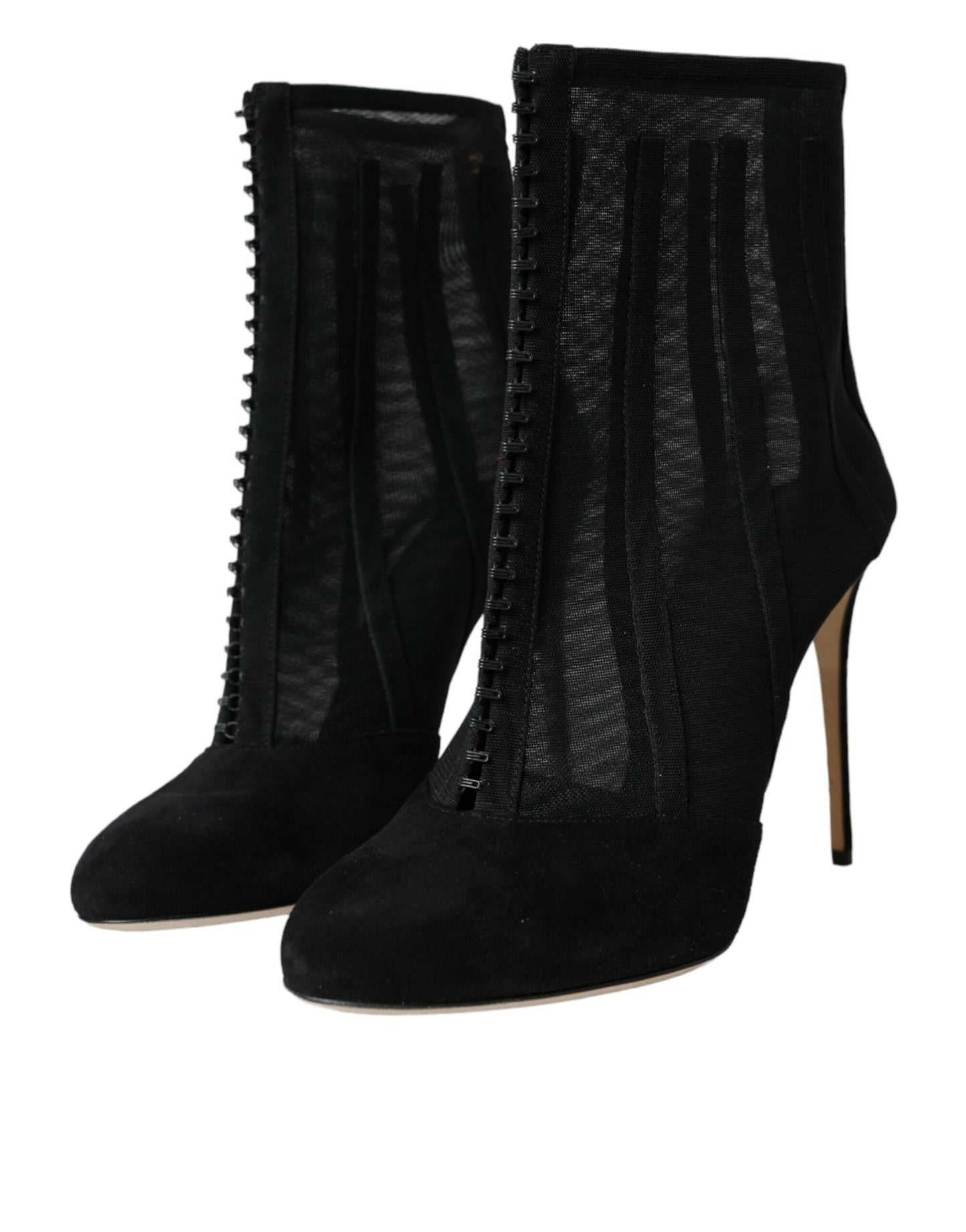 Dolce & Gabbana Sorte Mesh Stilettohæle Ankelstøvler Sko
