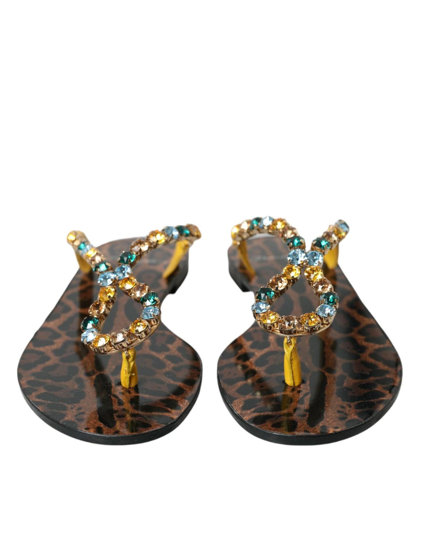 Dolce & Gabbana strandsko i sennepsfarvet krystal i kalveskind