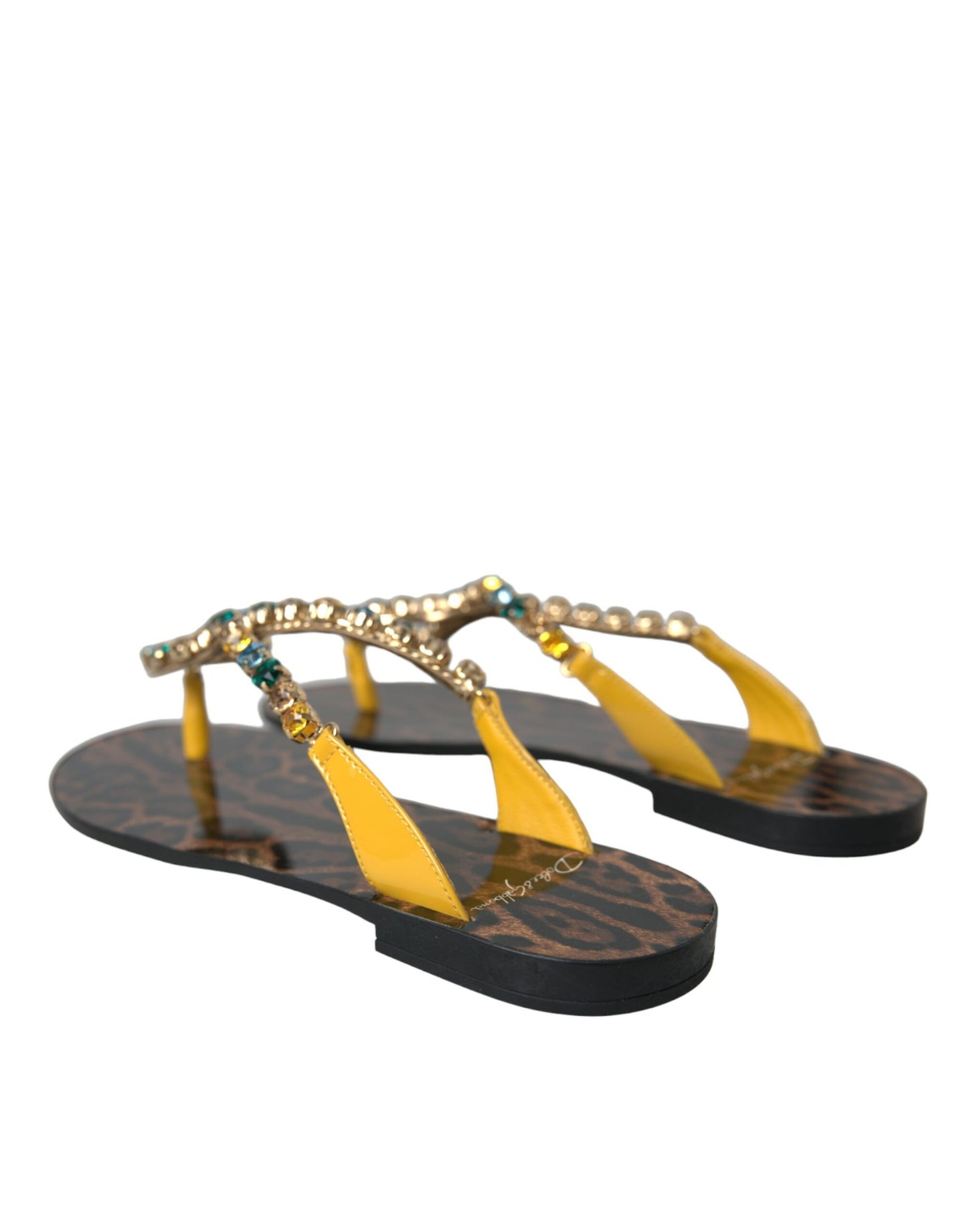 Dolce & Gabbana strandsko i sennepsfarvet krystal i kalveskind