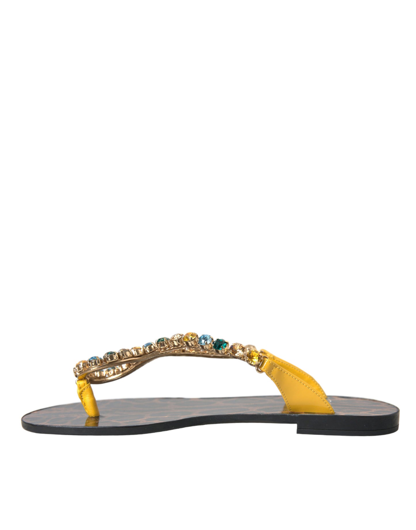 Dolce & Gabbana strandsko i sennepsfarvet krystal i kalveskind