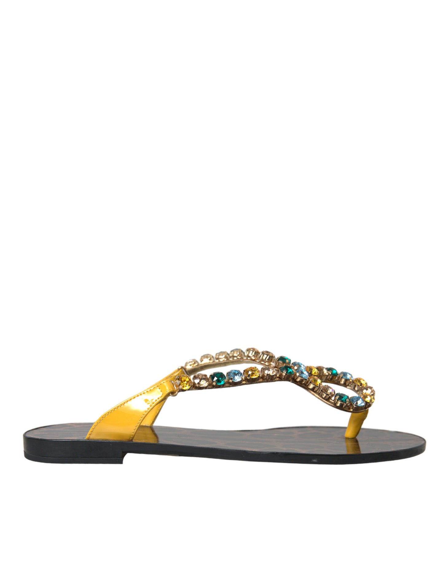 Dolce & Gabbana strandsko i sennepsfarvet krystal i kalveskind