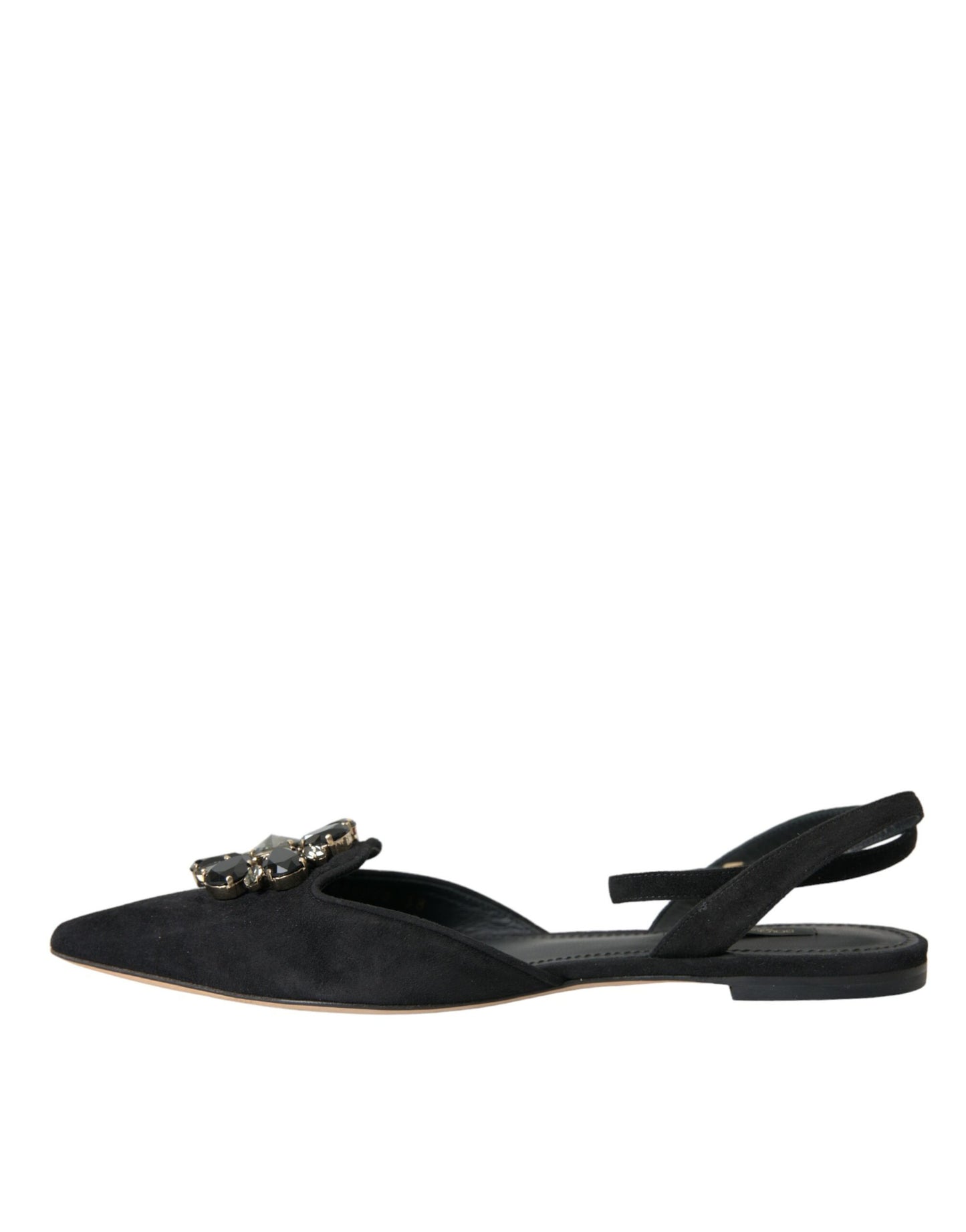Dolce & Gabbana Sorte Lædersandaler med Krystalslingback