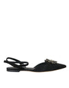 Dolce & Gabbana Sorte Lædersandaler med Krystalslingback