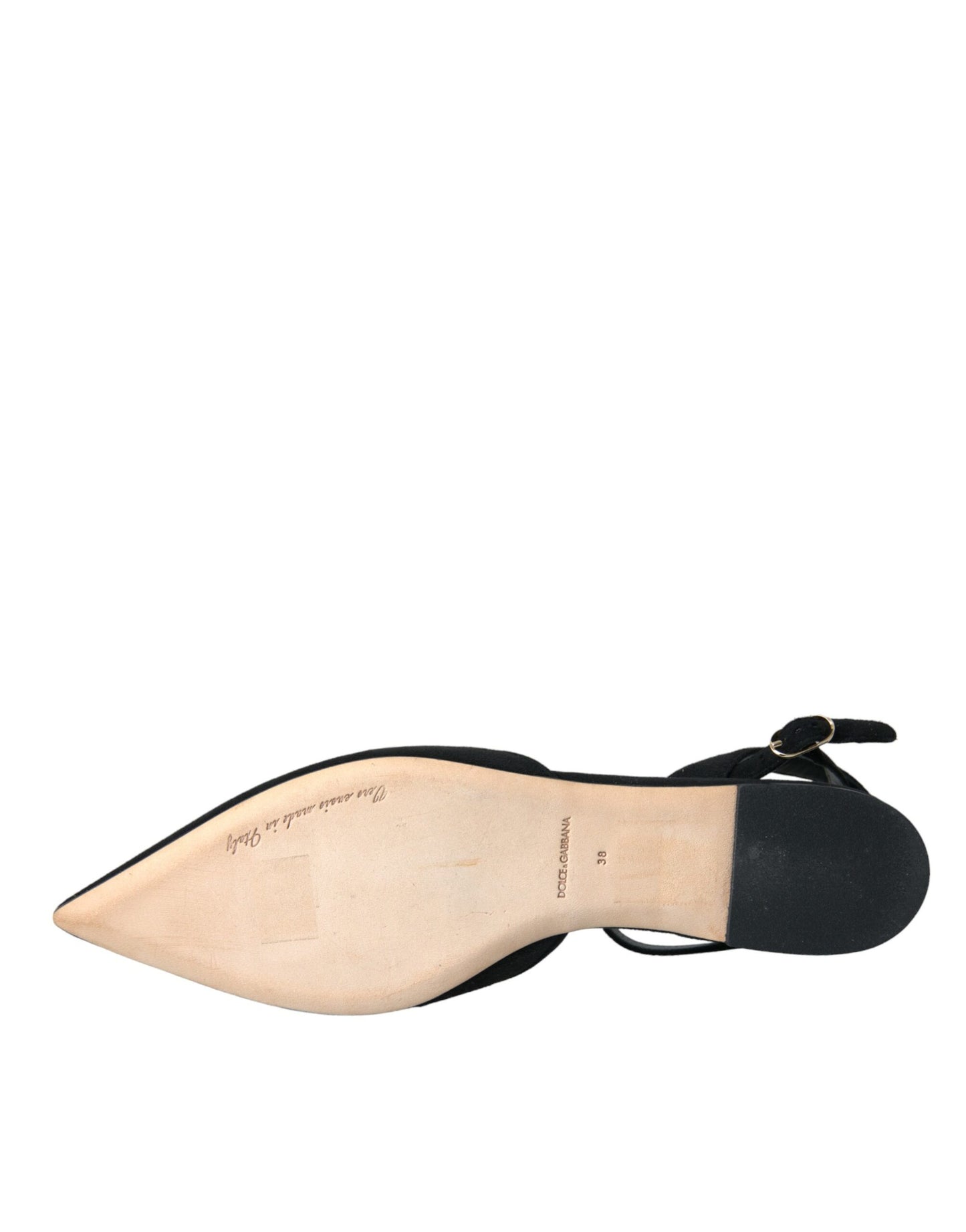 Dolce & Gabbana Sorte Lædersandaler med Krystalslingback