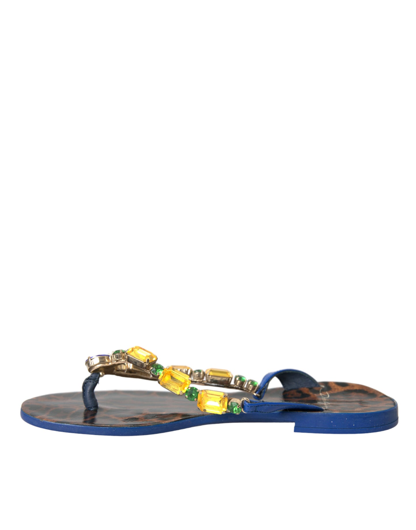 Dolce & Gabbana Blå Krystal Kalveskinds Strandsko
