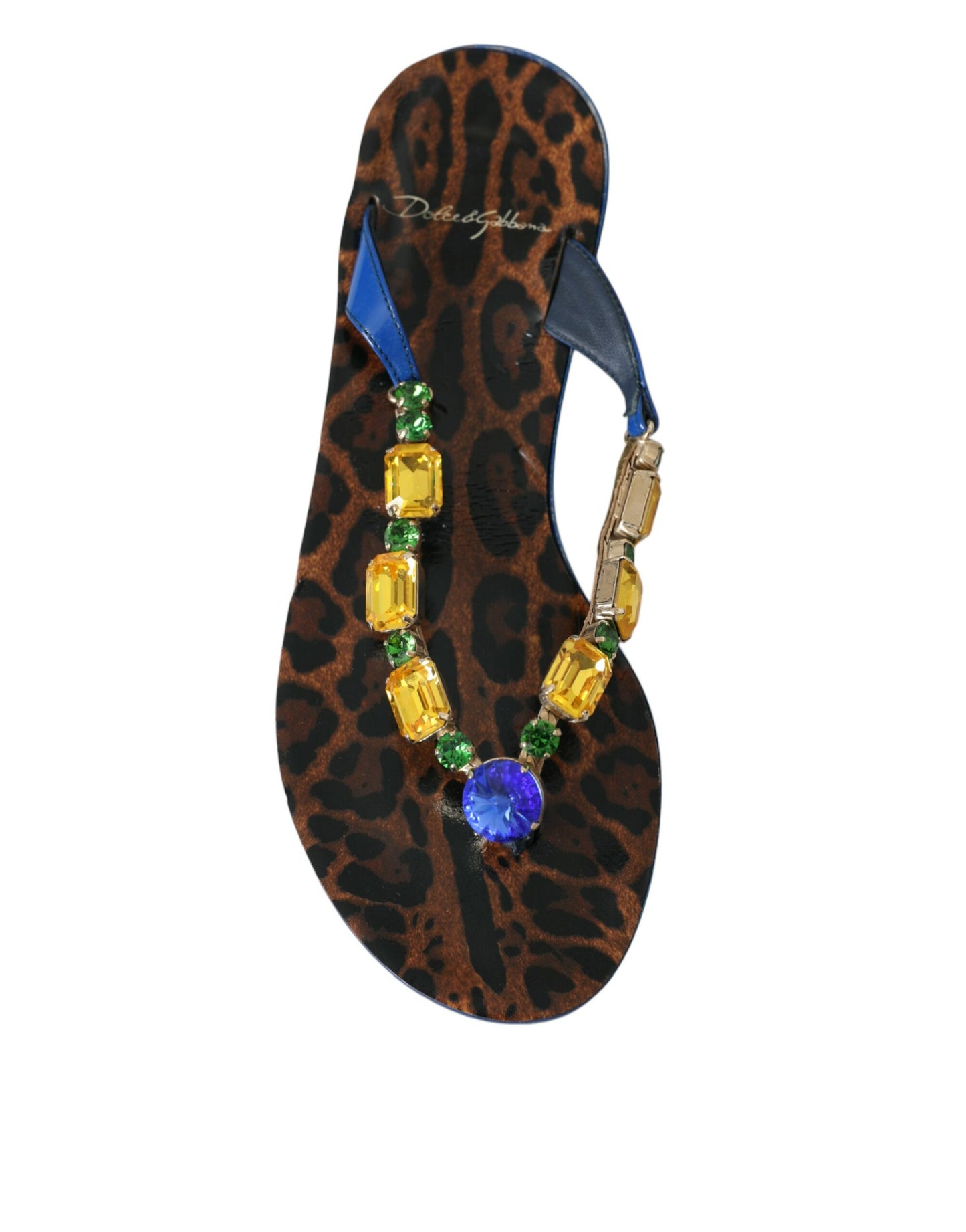 Dolce & Gabbana Blå Krystal Kalveskinds Strandsko