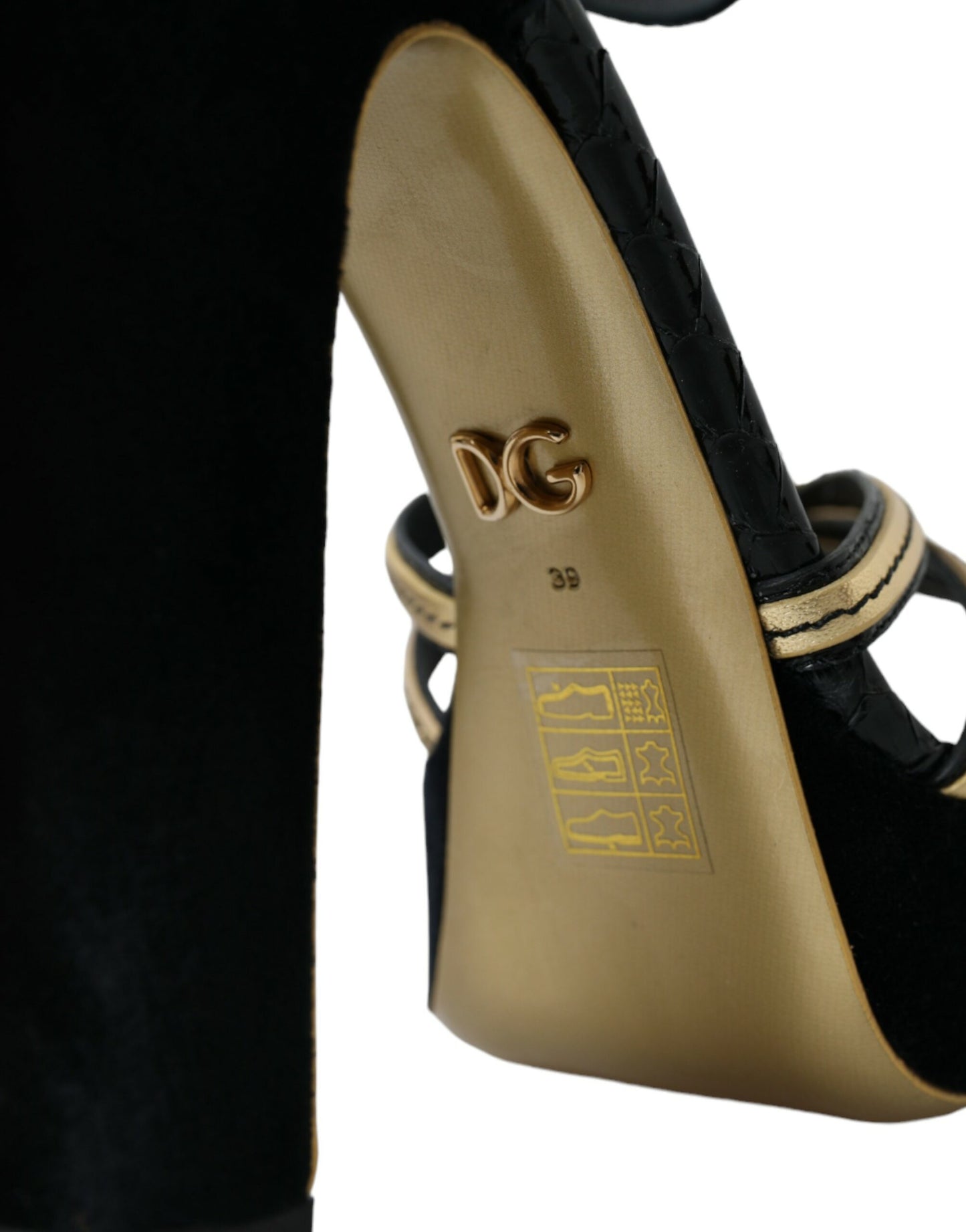 Dolce & Gabbana Sorte Guld Udsmykkede Hæle Sandaler Sko