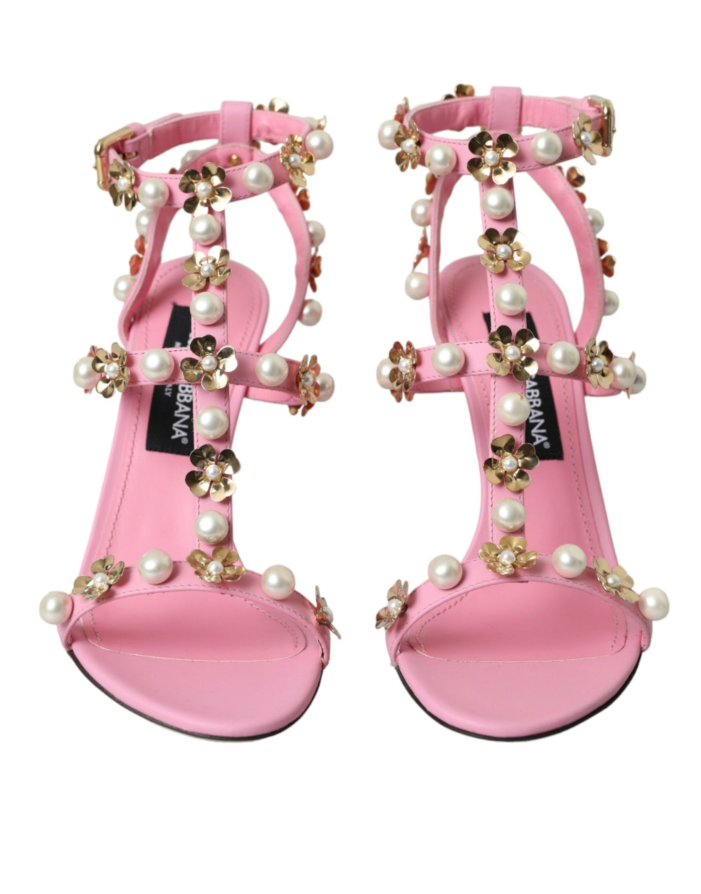 Dolce & Gabbana Pink Læder Sandaler Med Hæle