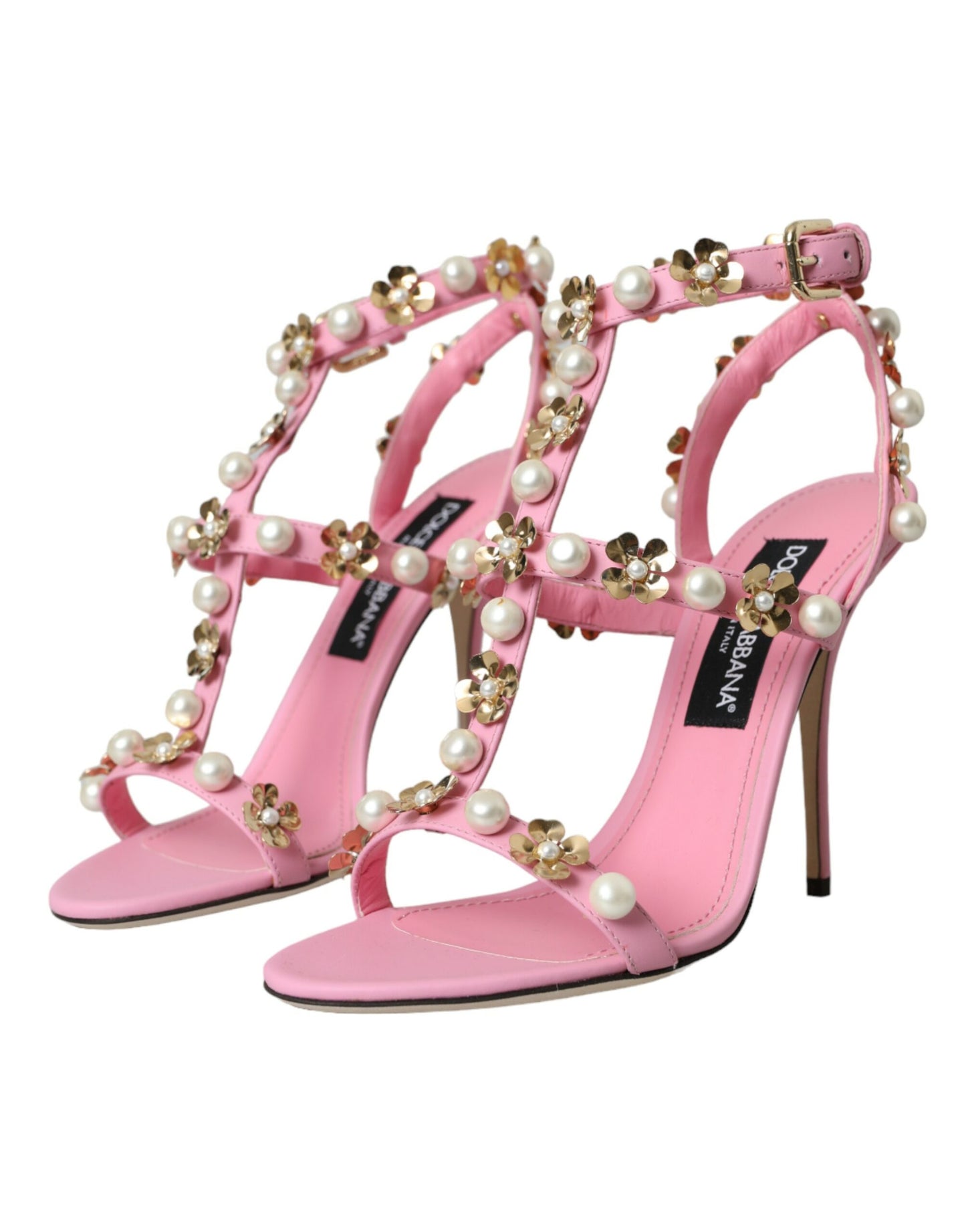 Dolce & Gabbana Pink Læder Sandaler Med Hæle