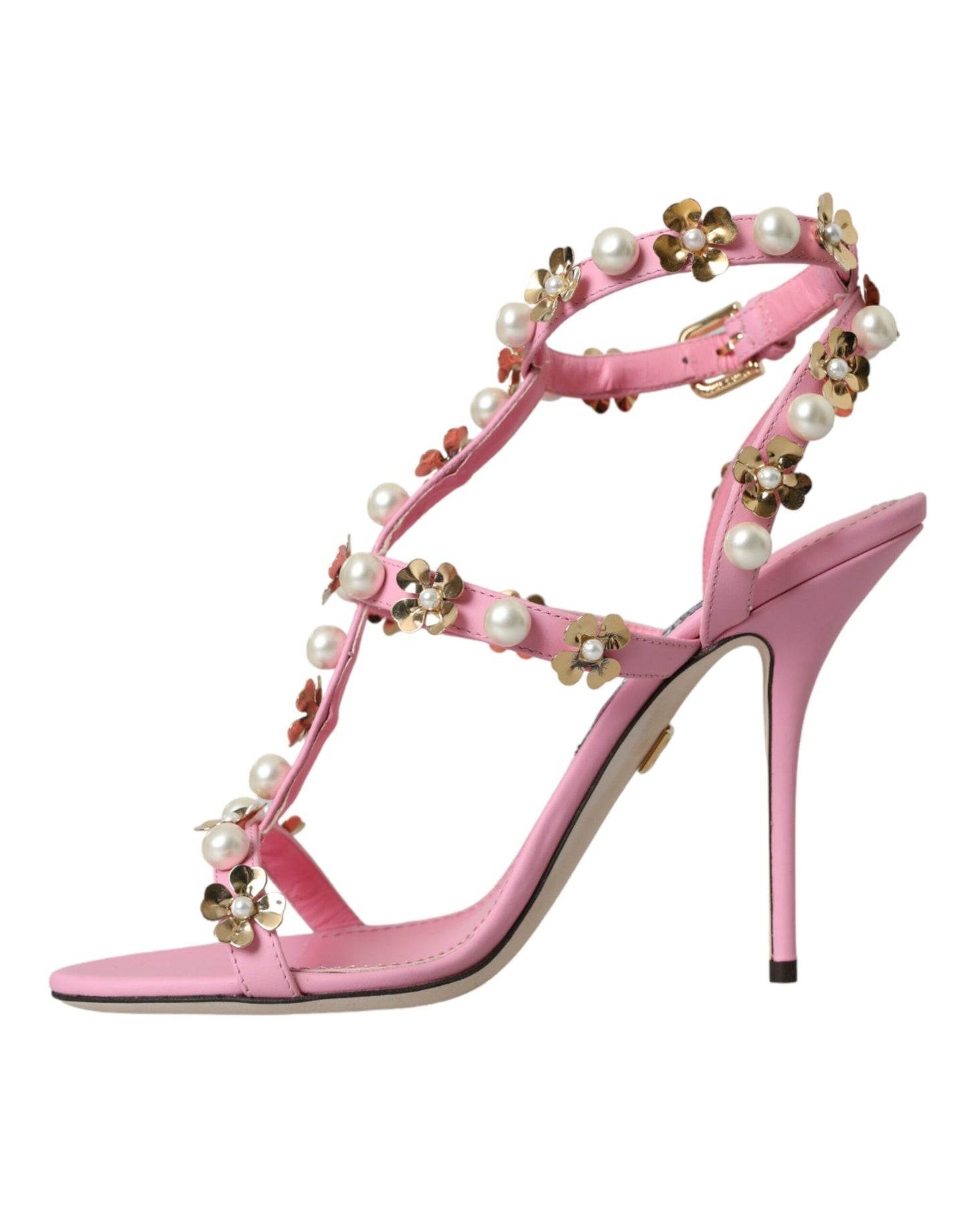 Dolce & Gabbana Pink Læder Sandaler Med Hæle