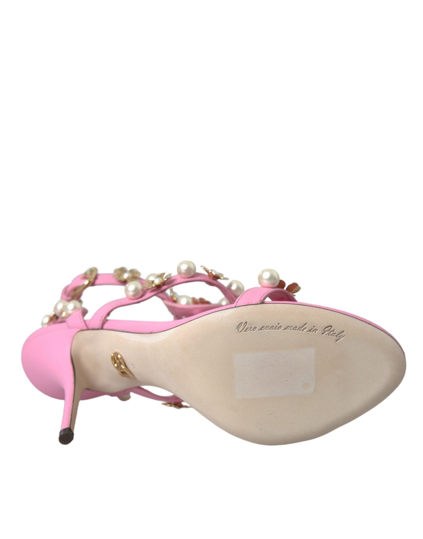 Dolce & Gabbana Pink Læder Sandaler Med Hæle