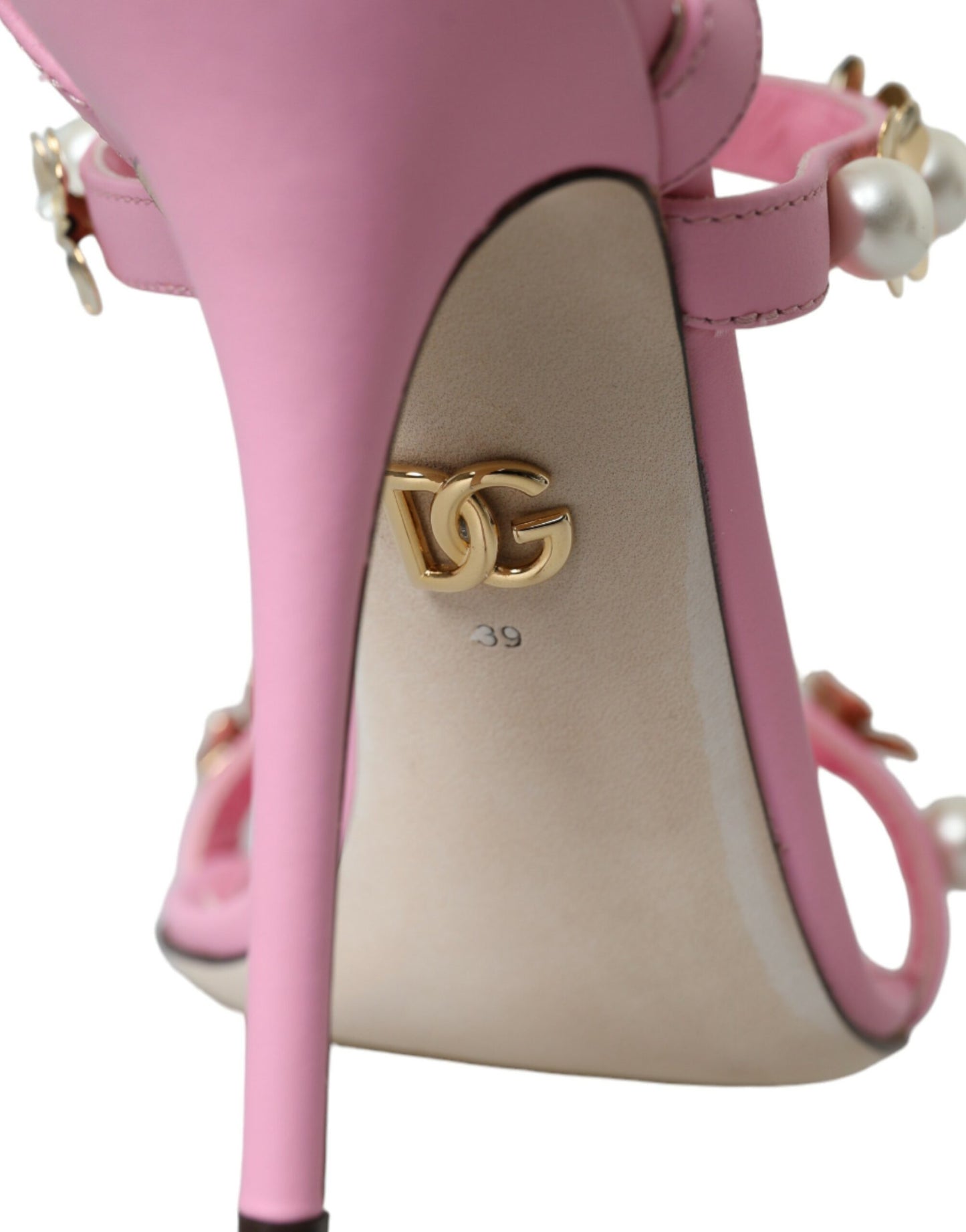 Dolce & Gabbana Pink Læder Sandaler Med Hæle