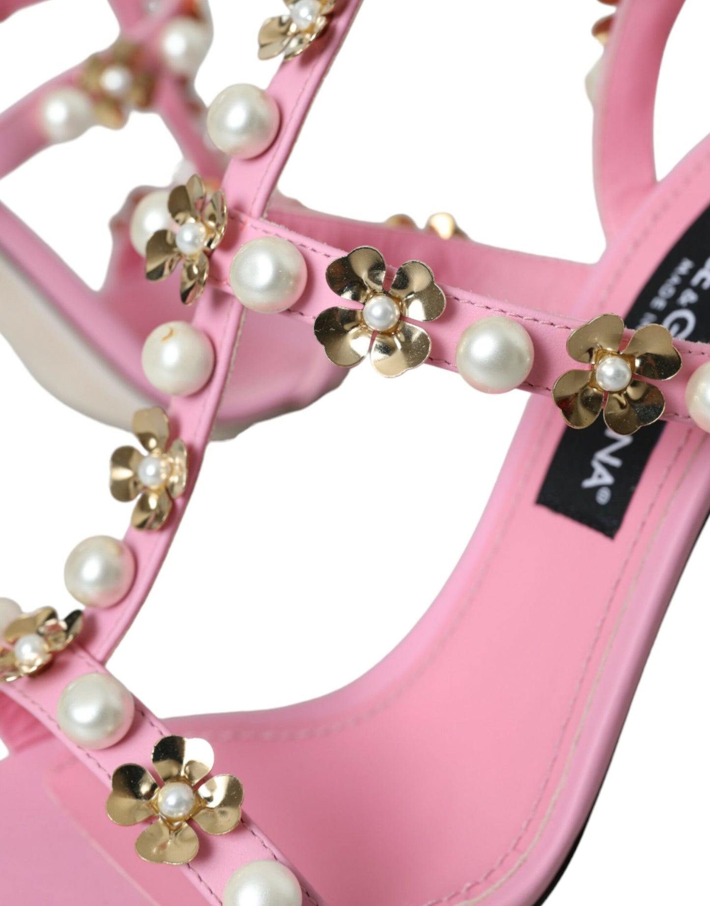 Dolce & Gabbana Pink Læder Sandaler Med Hæle