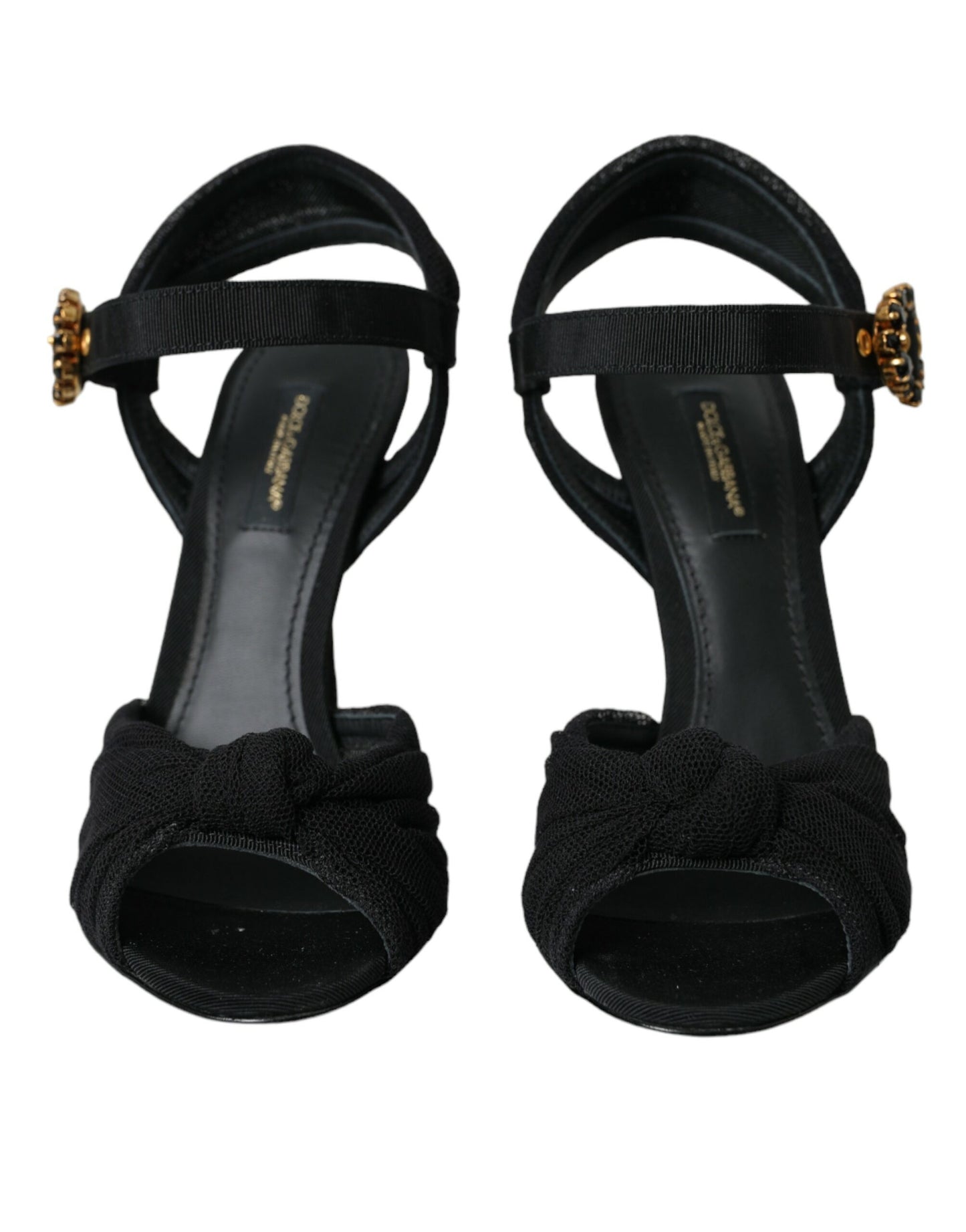 Dolce & Gabbana Sorte Ruskinds Sandaler Med Udsmykninger Og Hæle