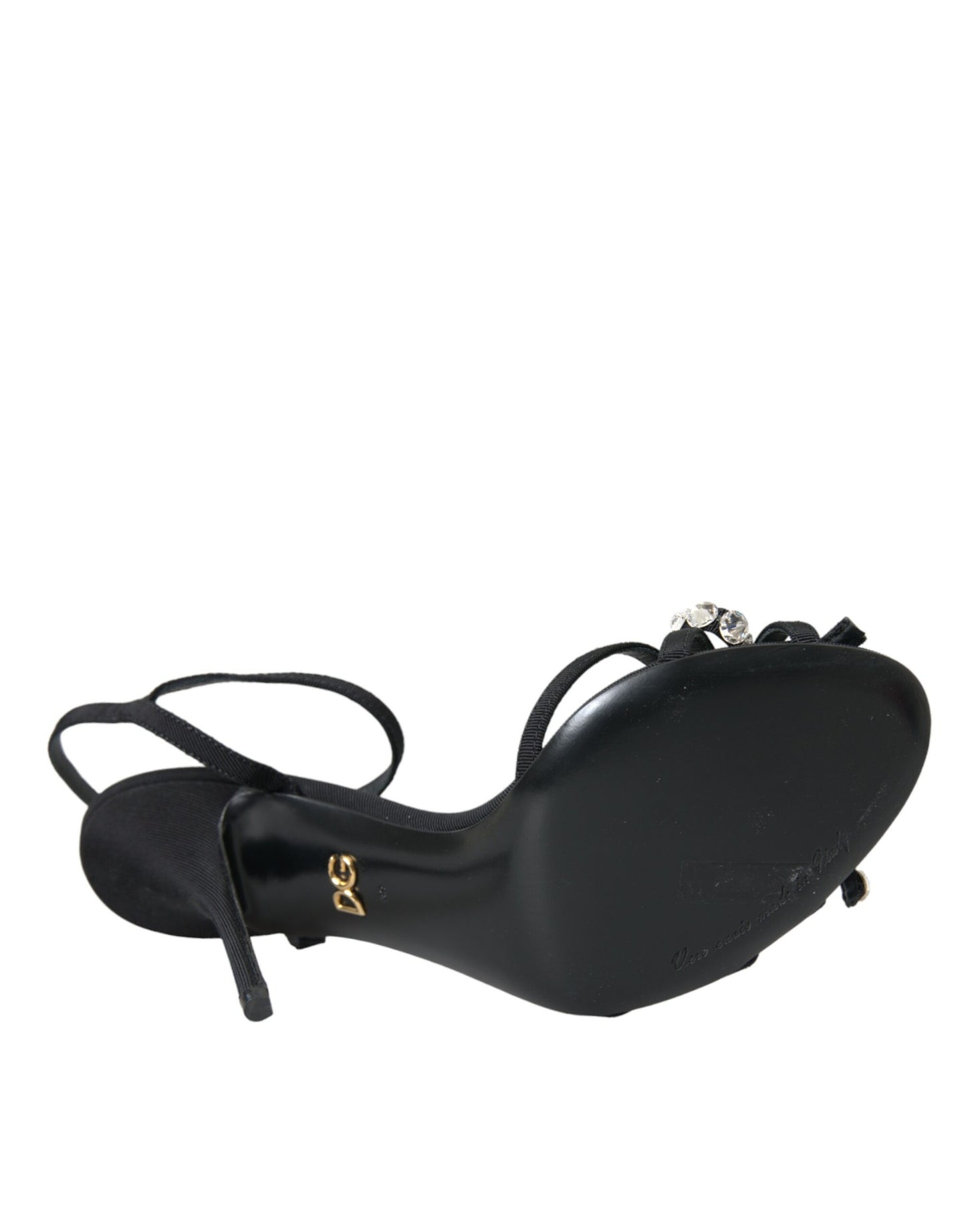 Dolce & Gabbana Sorte Viskose Krystal Sløjfe Sandaler Sko